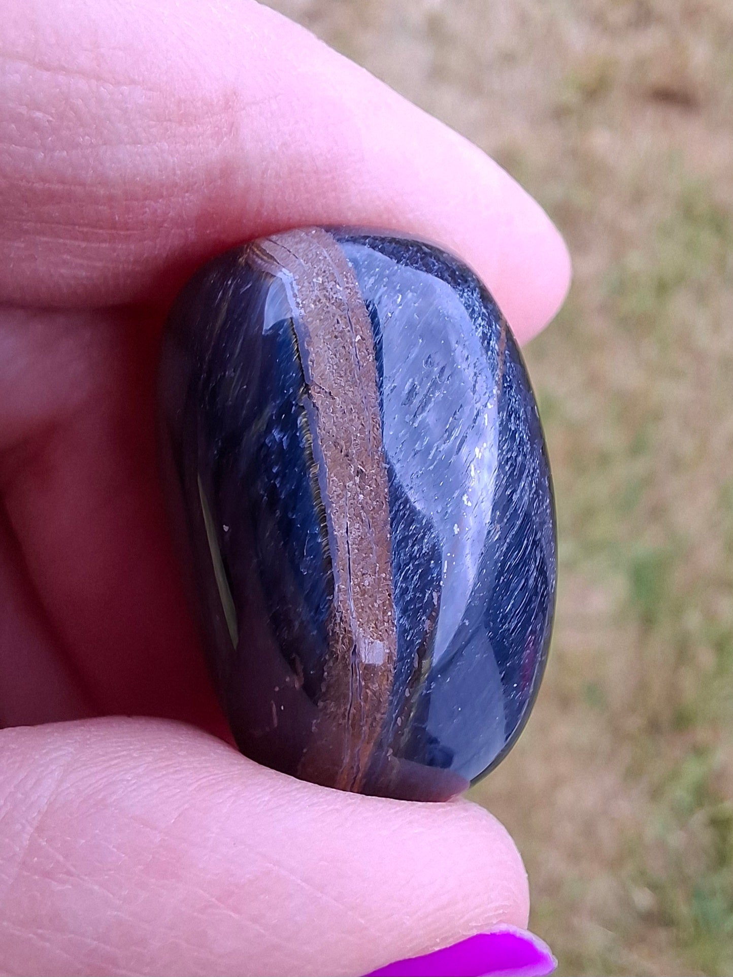 Blue Tigers Eye, Tumble Stone, Crystal (Ref: T21)