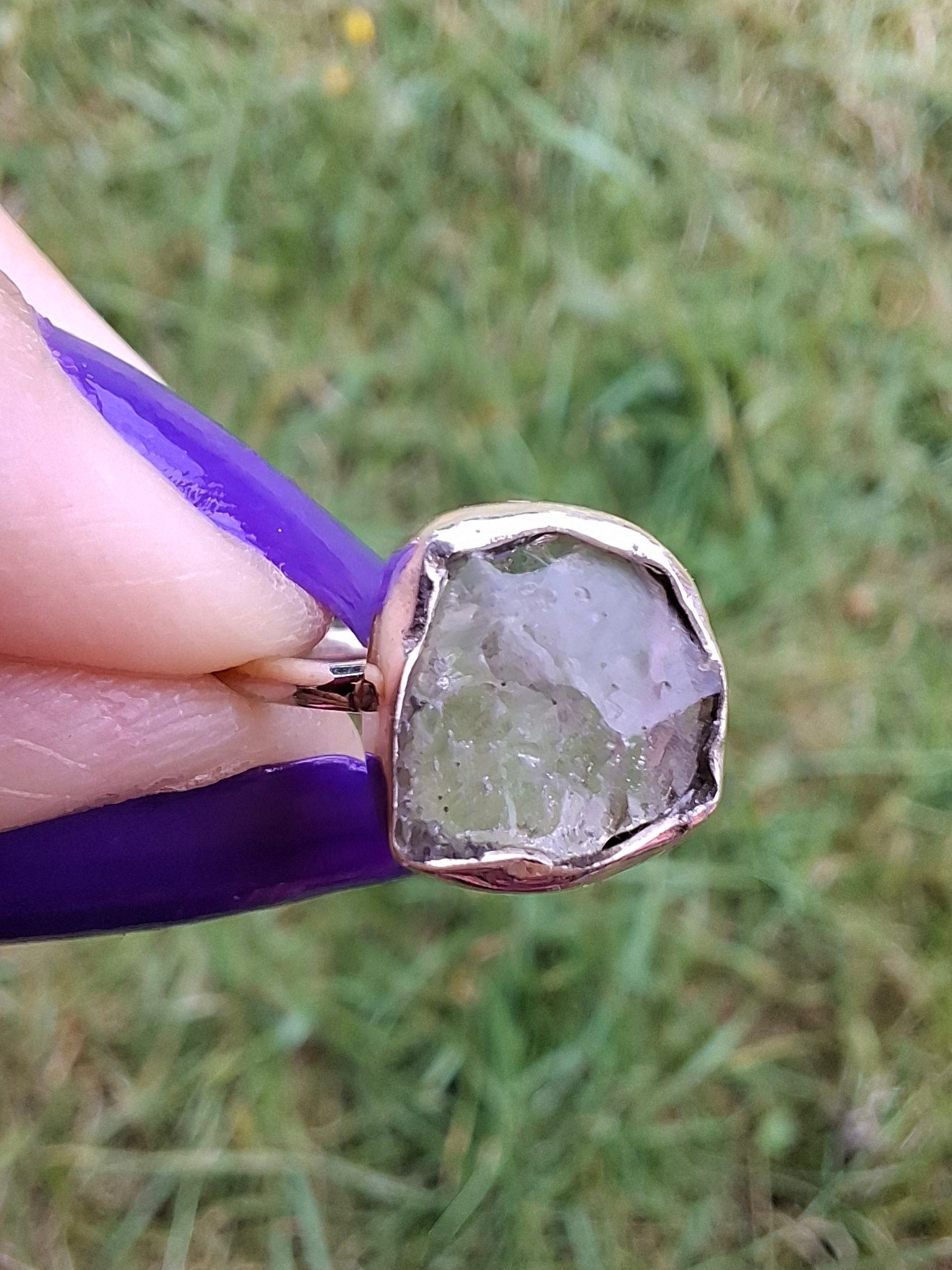 Libyan Desert Glass Ring, size large G/small H, 925 Silver, Tektite (Ref: LR5)