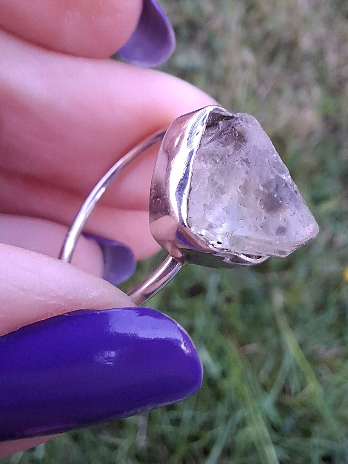 Libyan Desert Glass Ring, size small S, 925 Silver, Tektite (Ref: LR44)