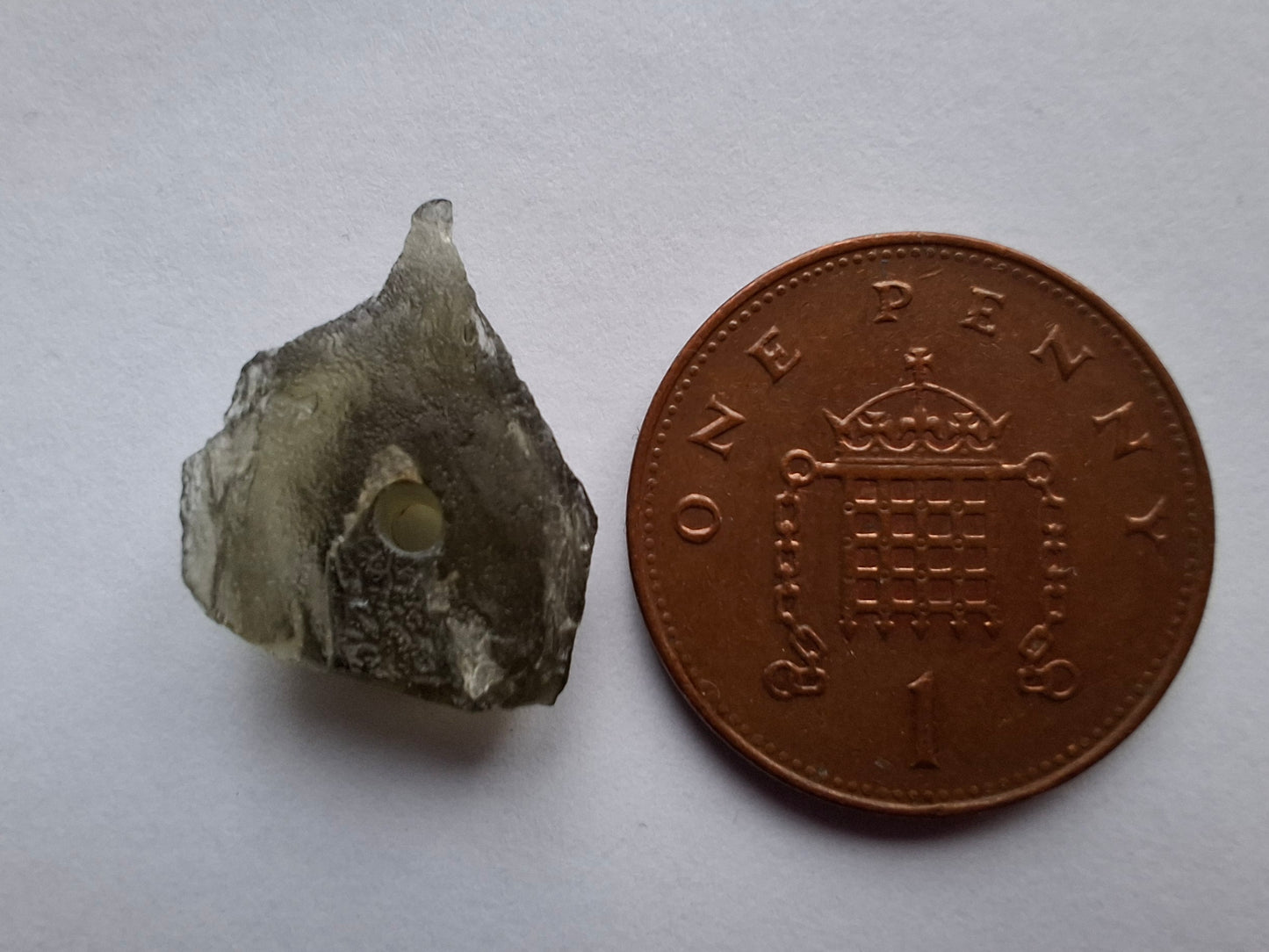 DRILLED, Moldavite Piece, 1.07g, Tektite (Ref: D15)