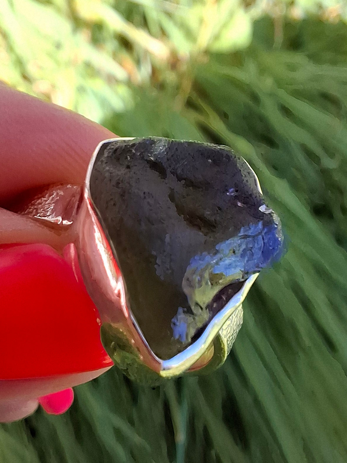 Moldavite Ring, size R, 925 Silver, Tektite (Ref: R317)