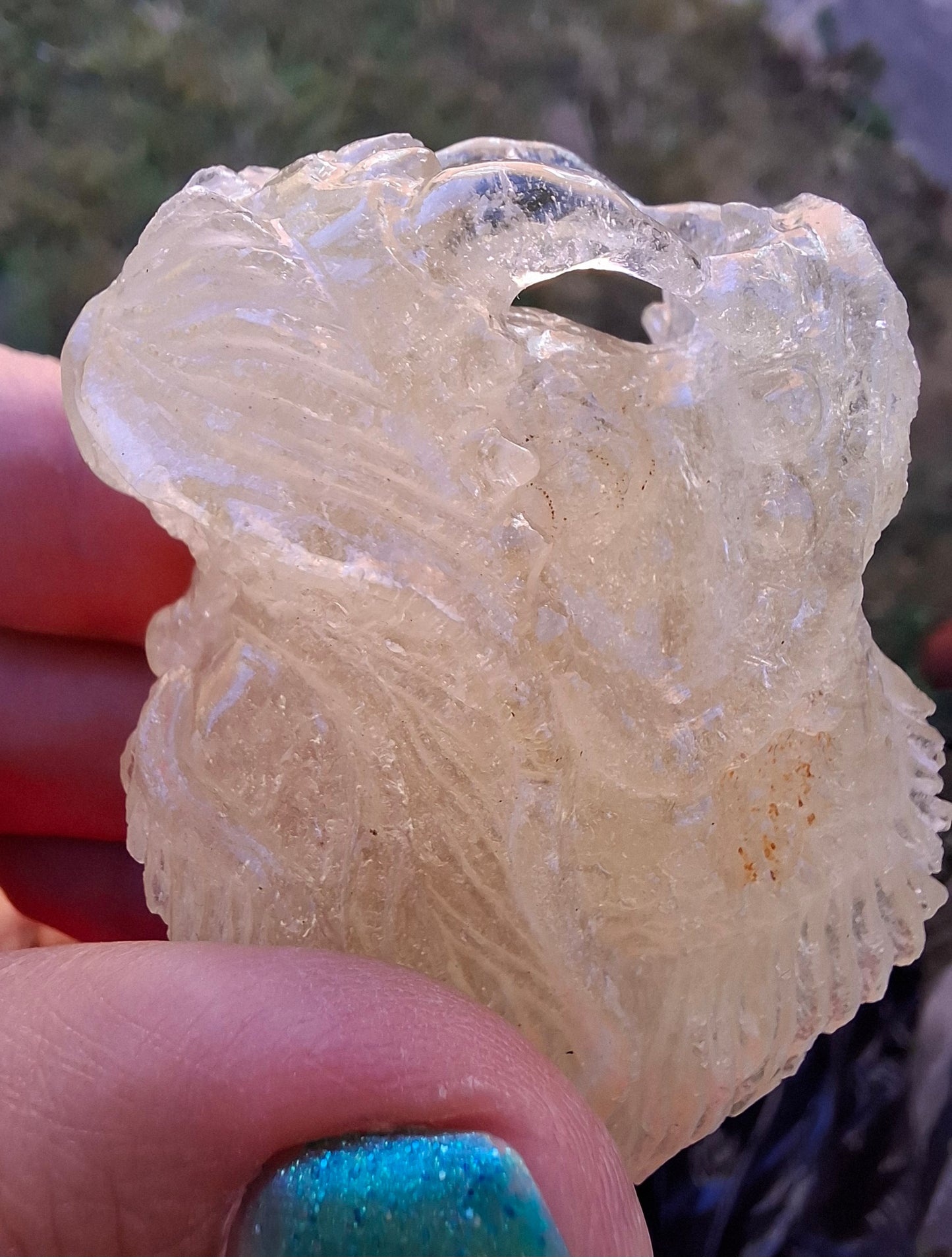 Libyan Desert Glass DRAGON HEAD Carving, 75.84g, Tektite (Ref: Dragon1)
