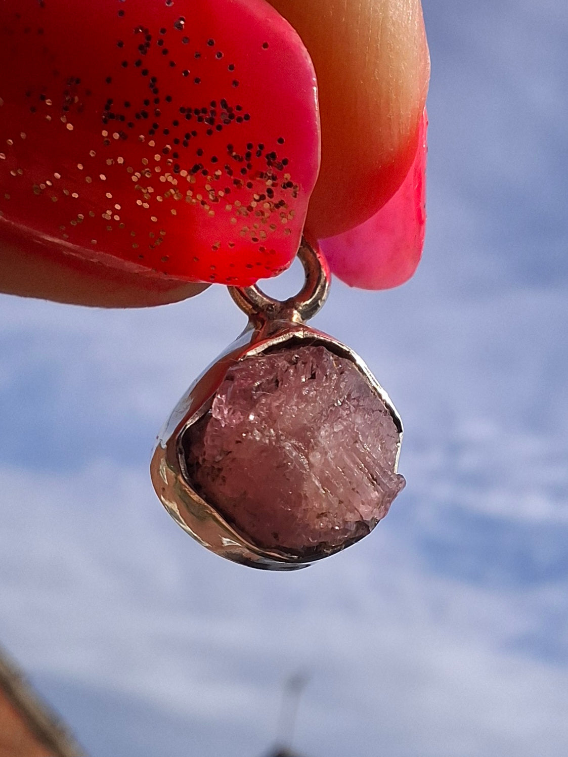 Pink Tourmaline Pendant, 925 Silver, Crystal (Ref: PT89)