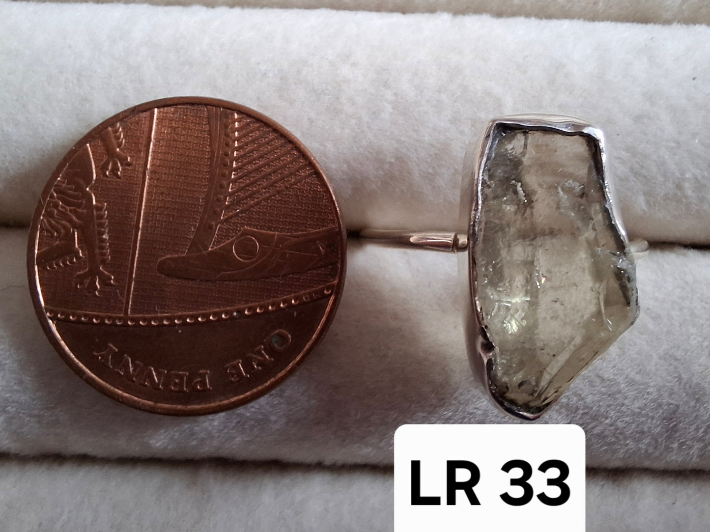 Libyan Desert Glass Ring, size large P, 925 Silver, Tektite (Ref: LR33)