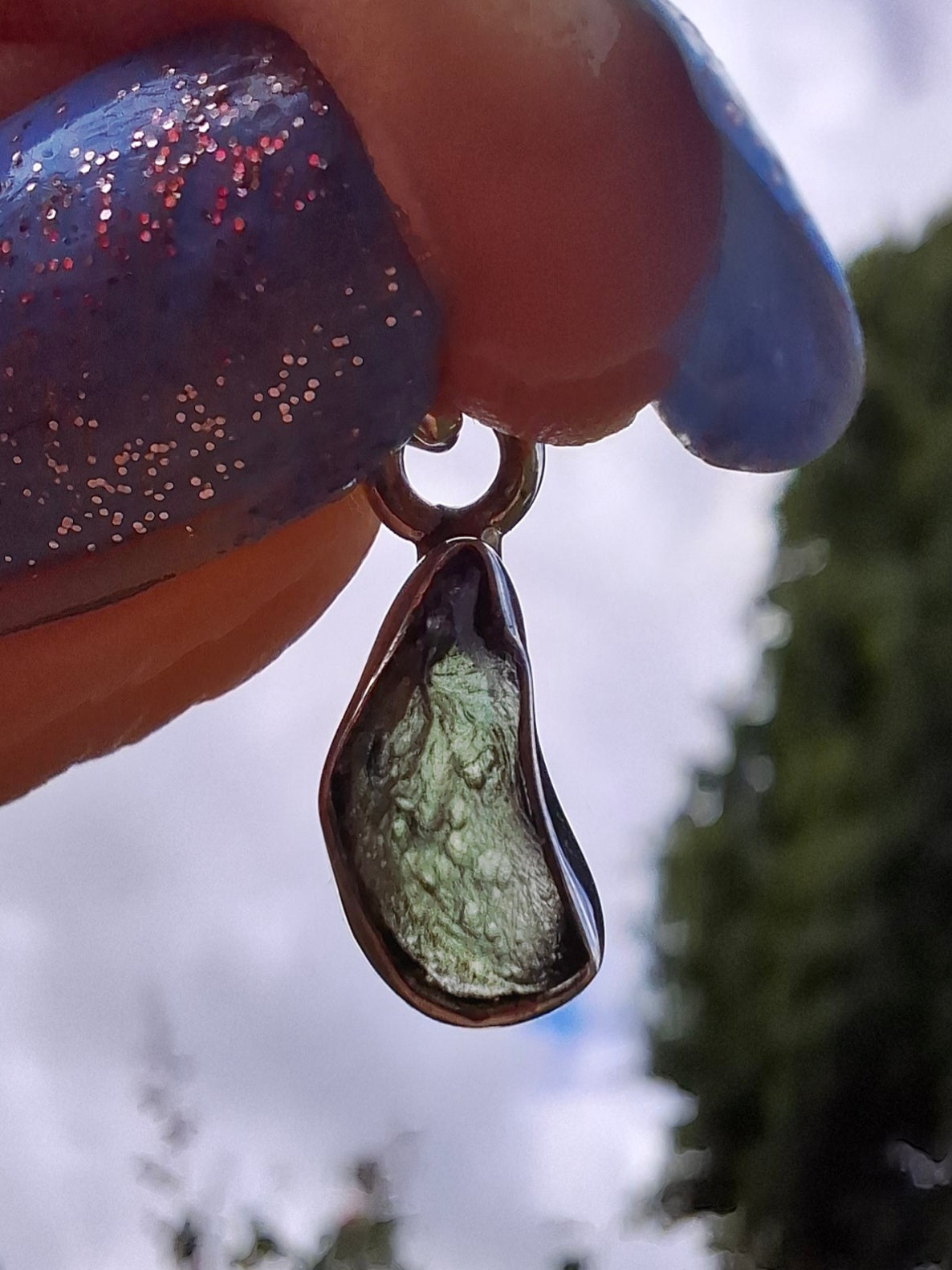 Moldavite Pendant, 925 Silver, Tektite (Ref: P67)