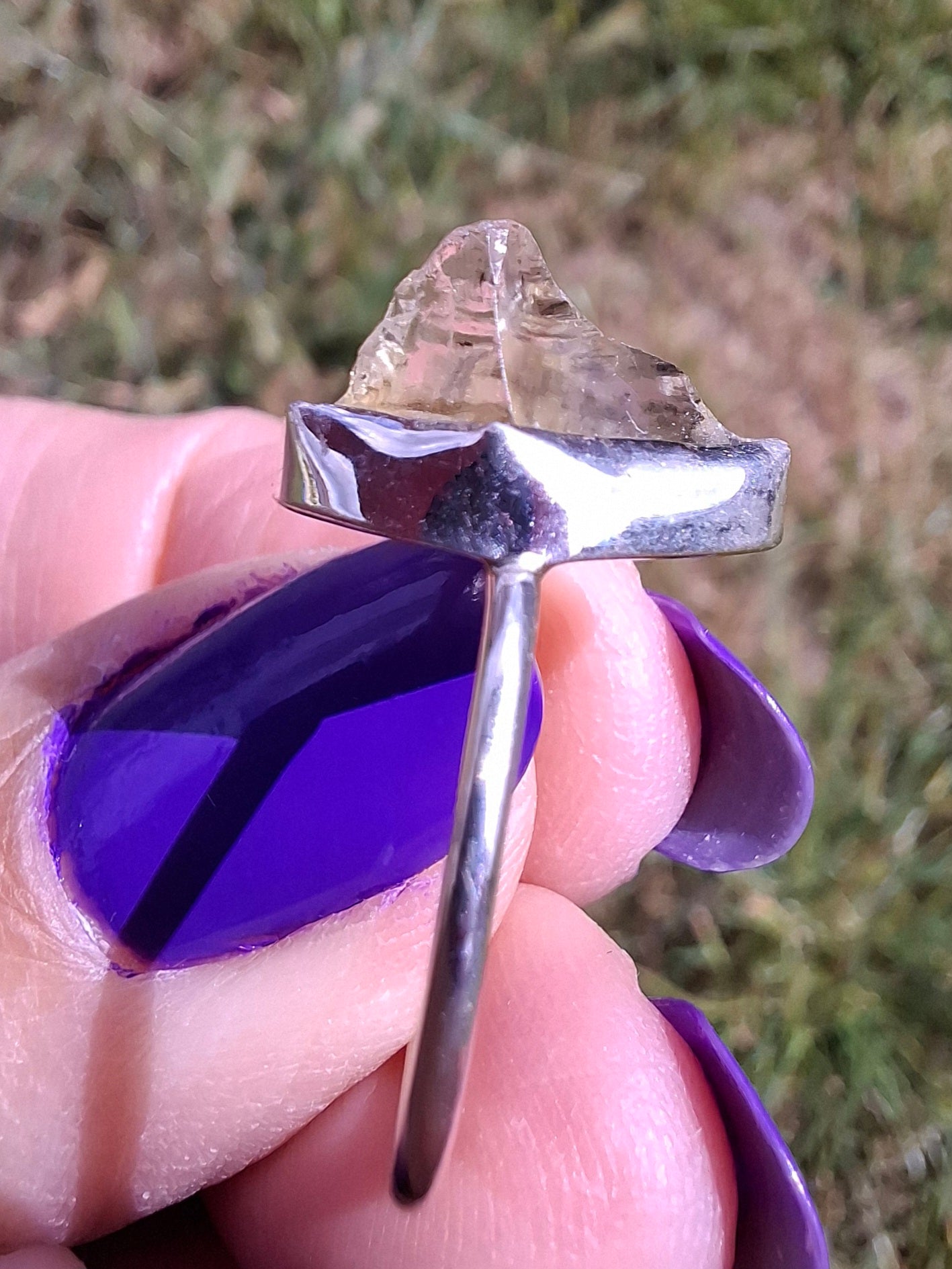Libyan Desert Glass Ring, size Large O, 925 Silver, Tektite (Ref: LR21)