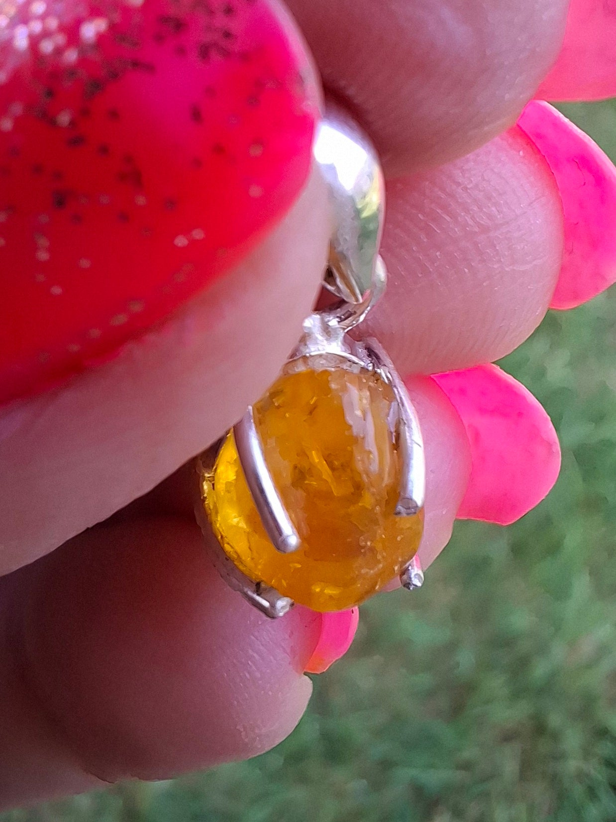 Baltic Amber Pendant, 925 Silver, Fossil (Ref: AP25)
