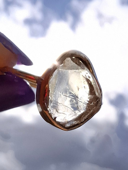 Libyan Desert Glass Ring, size large R/small S, 925 Silver, Tektite (Ref: LR42)