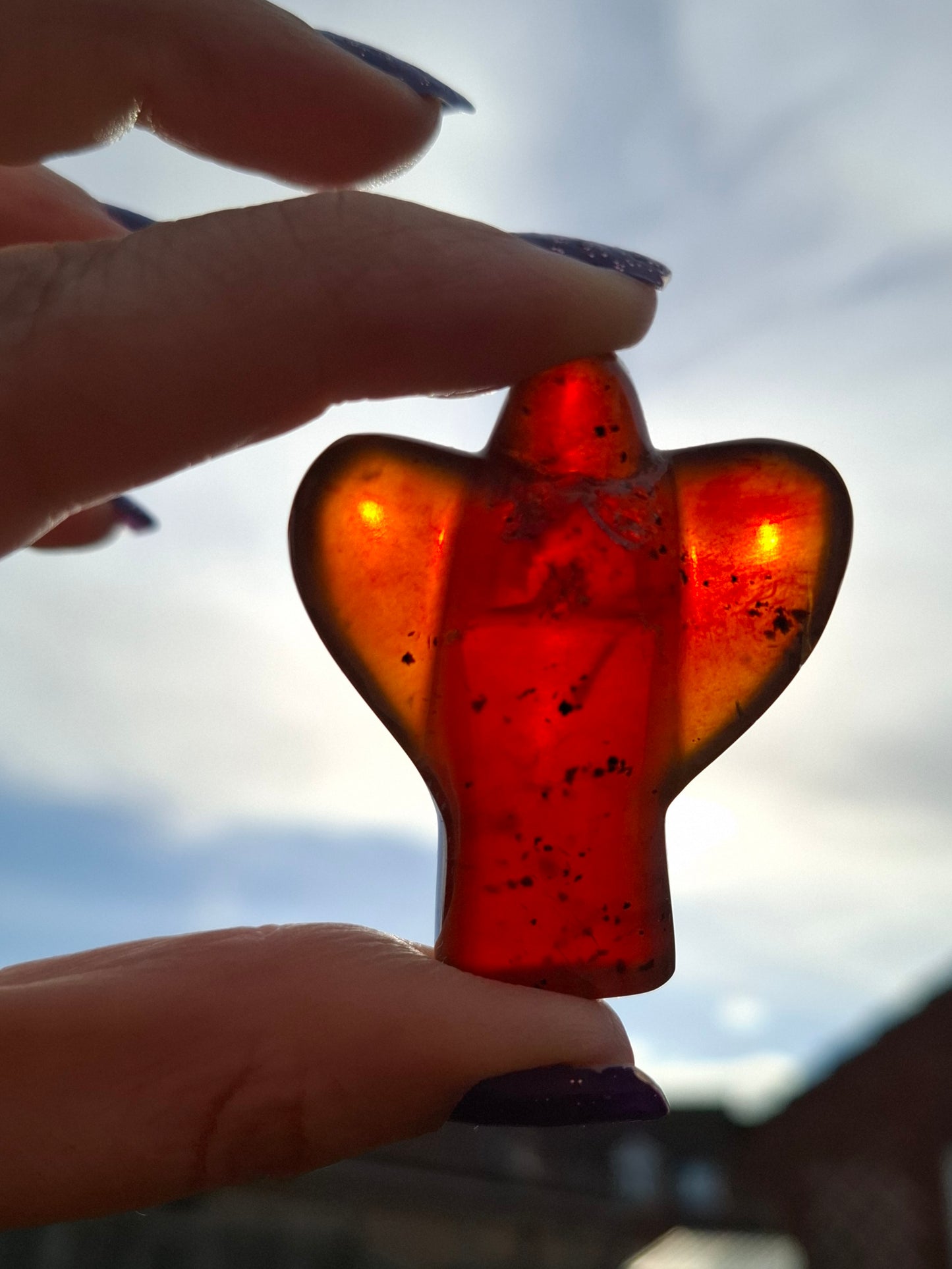 Red Amber Angel, 13.66g, Carving, Fossil (Ref: AA10)