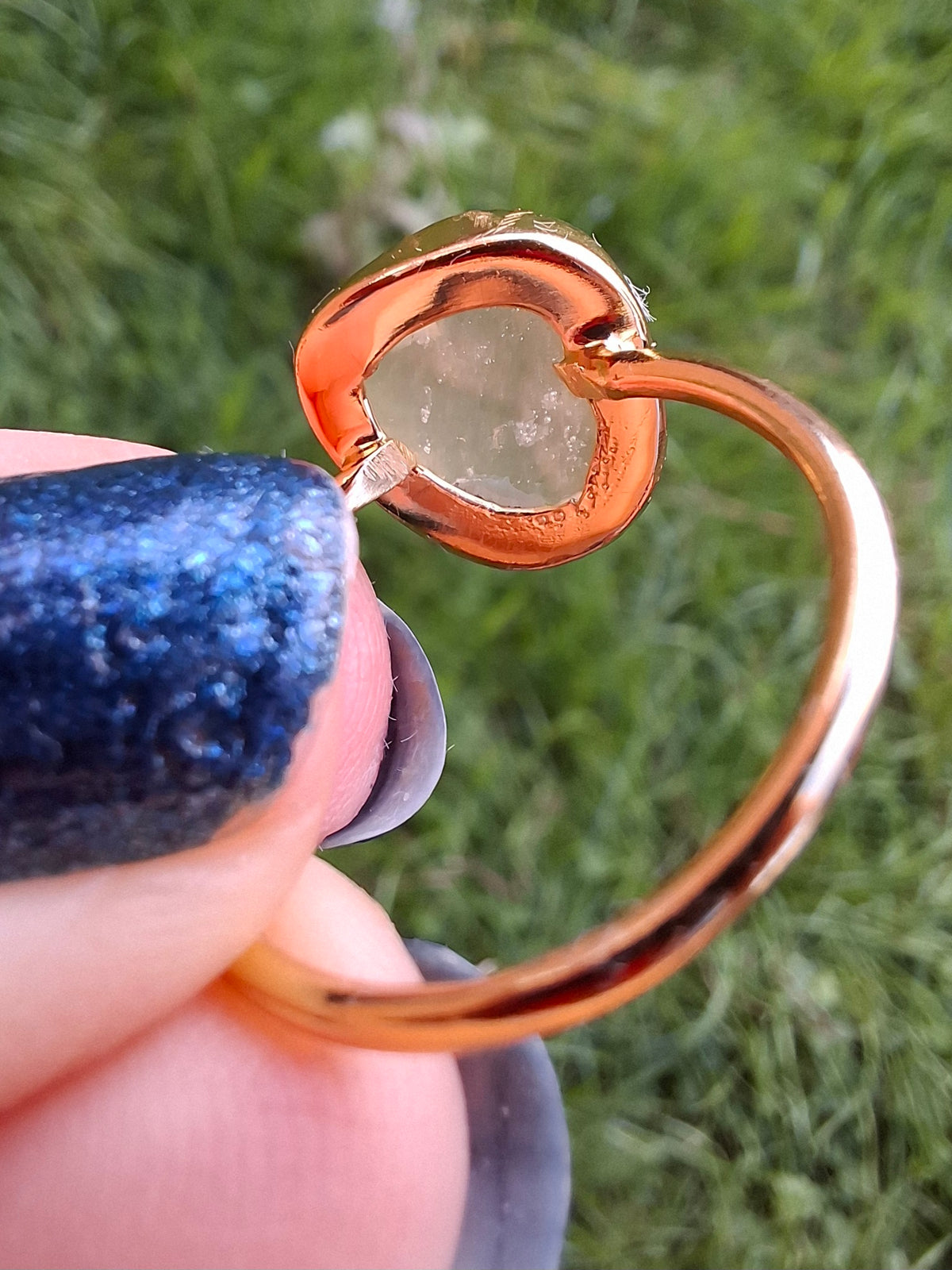 Libyan Desert Glass Ring, 14K GOLD Plated, size large Q, Tektite (Ref: LR80)