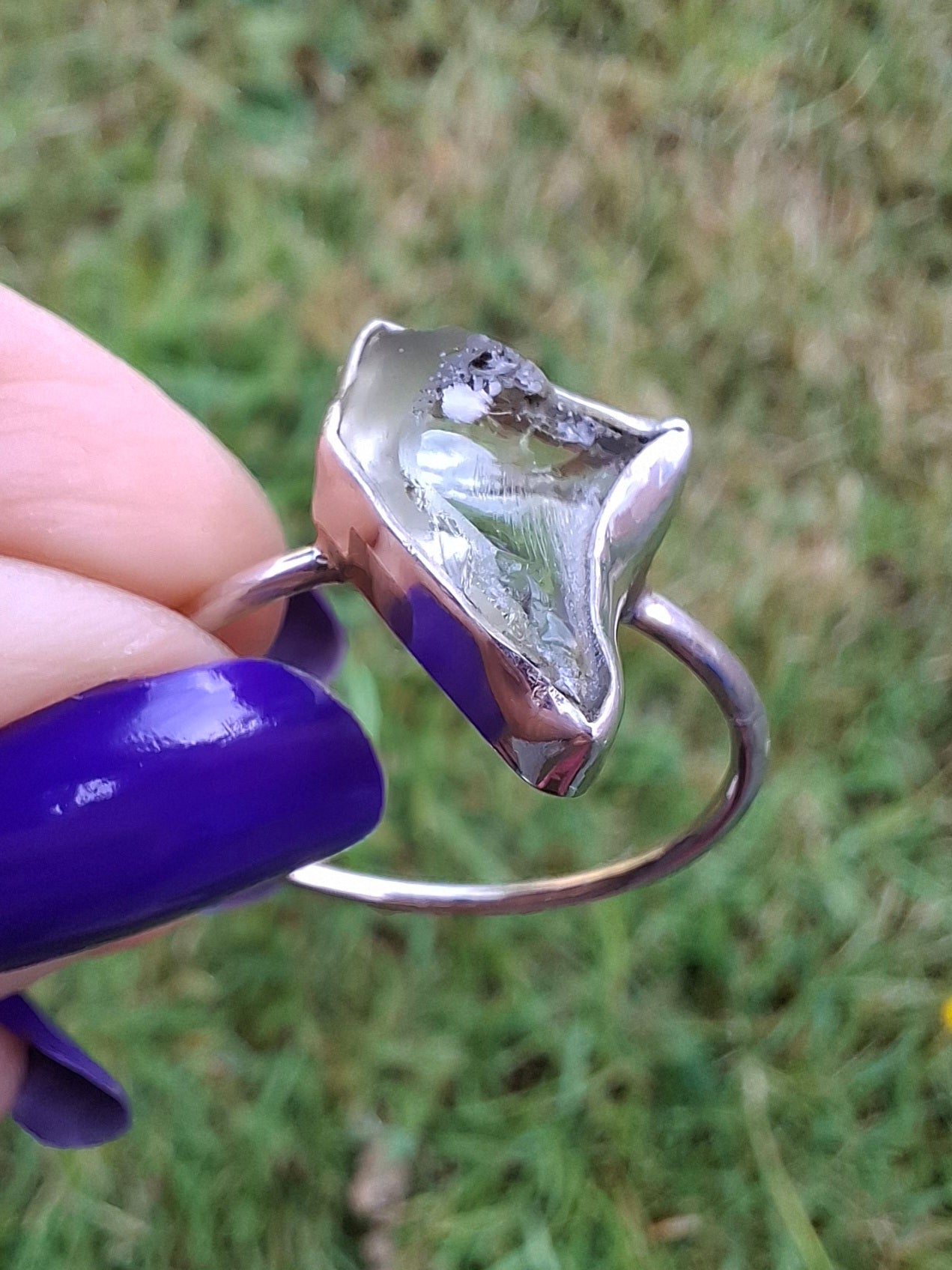 Libyan Desert Glass Ring, size large W, 925 Silver, Tektite (Ref: LR62)