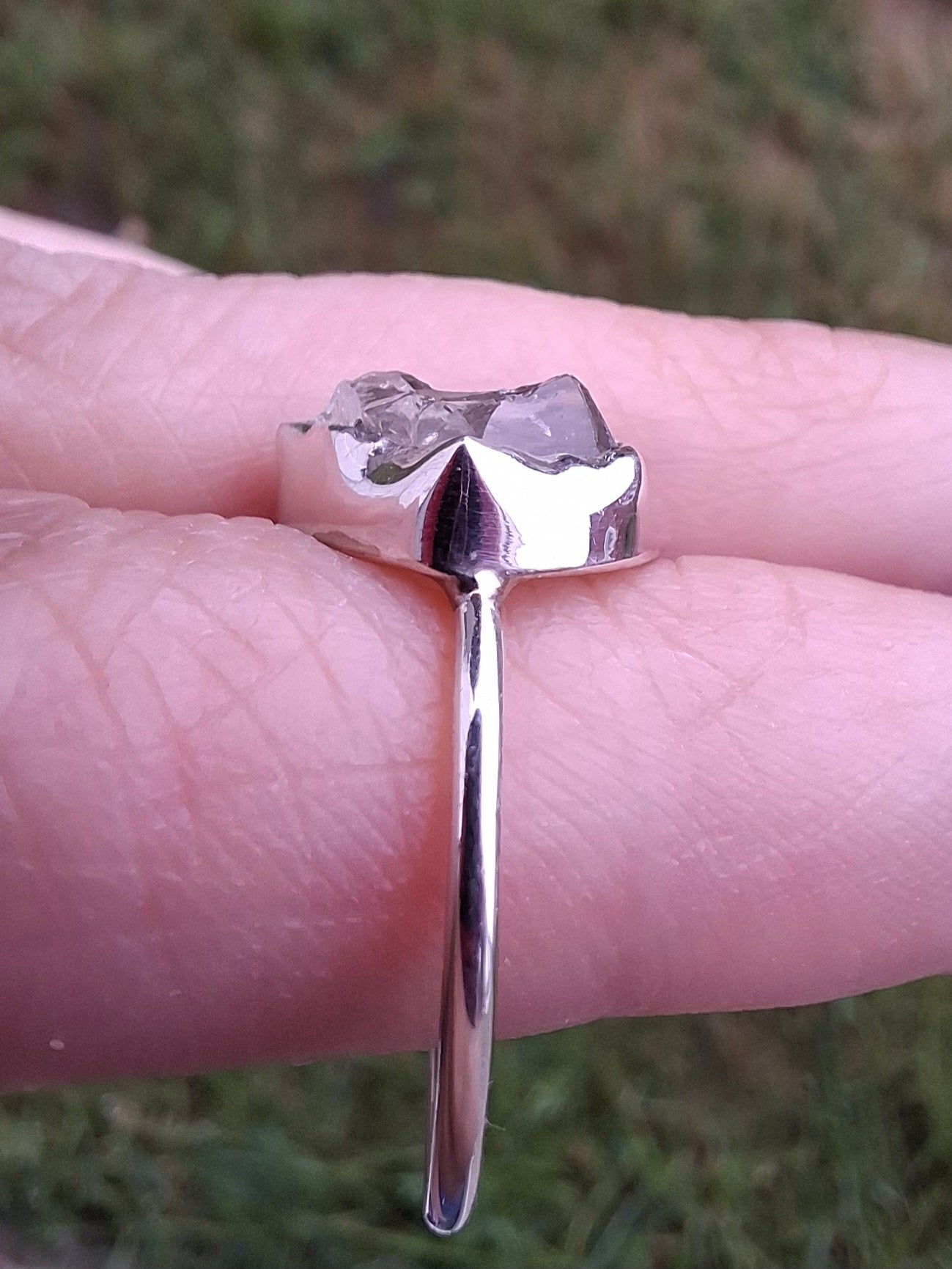 Libyan Desert Glass Ring, size large O, 925 Silver, Tektite (Ref: LR24)