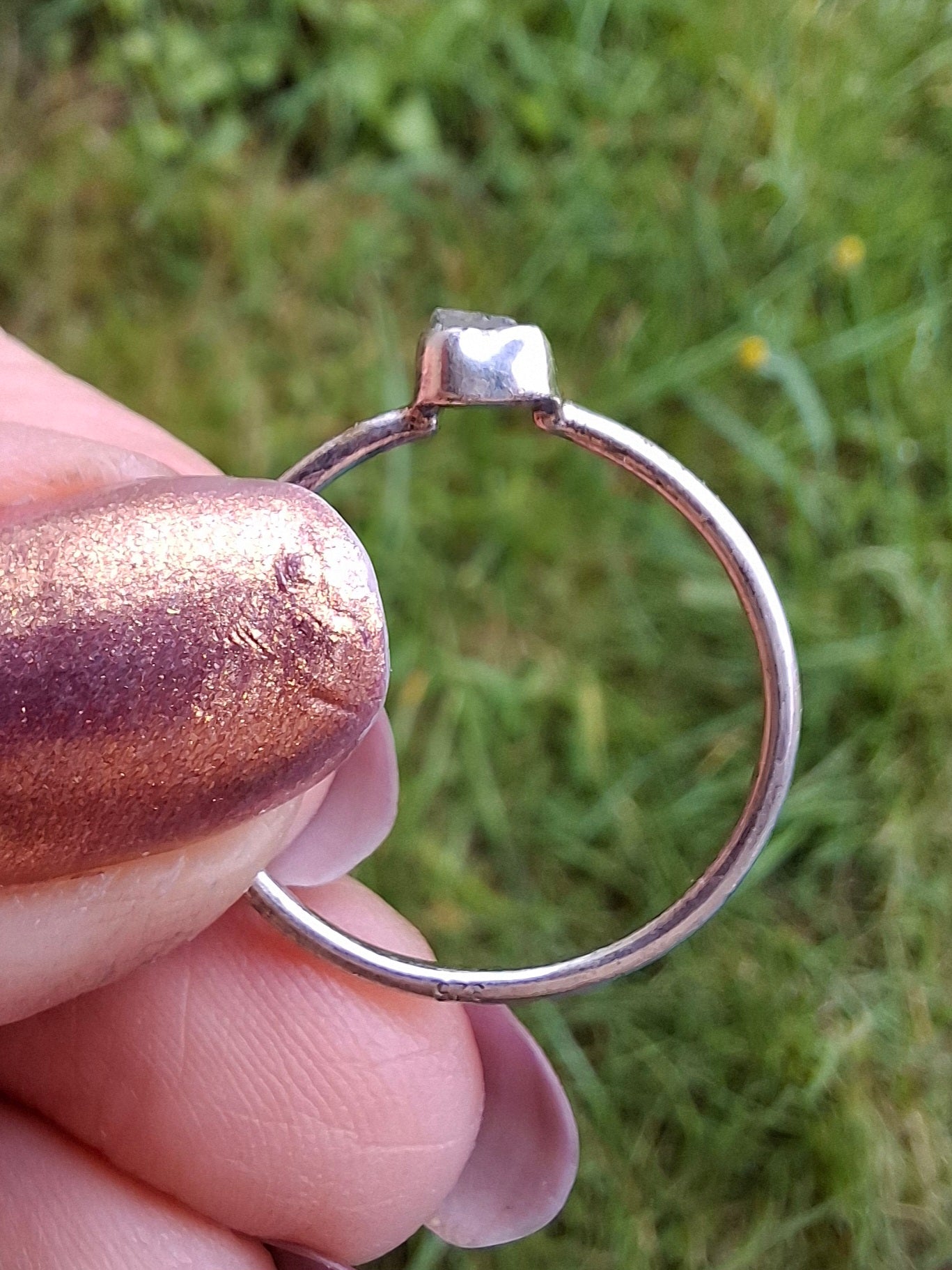 Moldavite Ring, size large R/small S, 925 Silver, Tektite (Ref: R65)