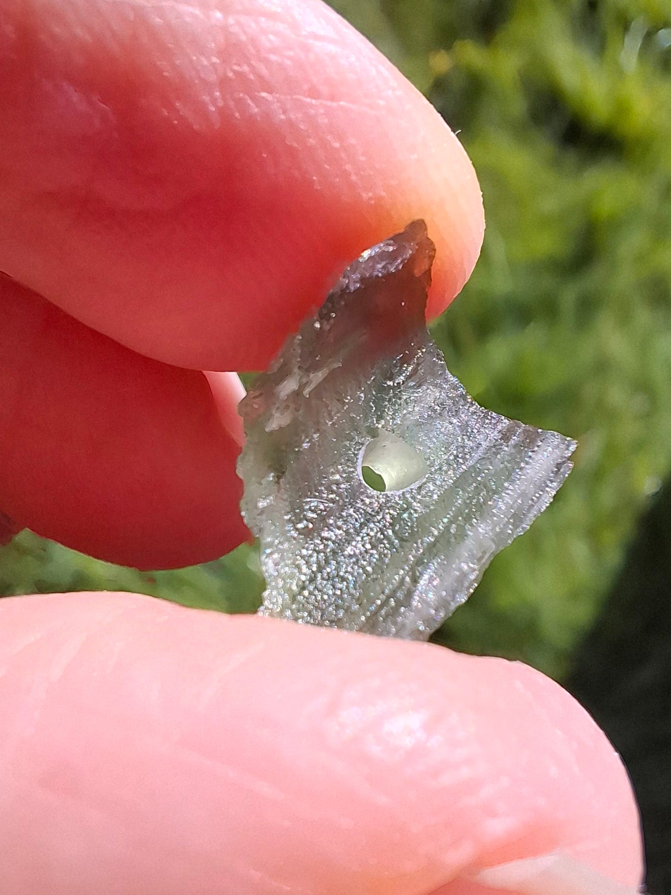 DRILLED, Moldavite Piece, 0.74g, Tektite (Ref: D13)