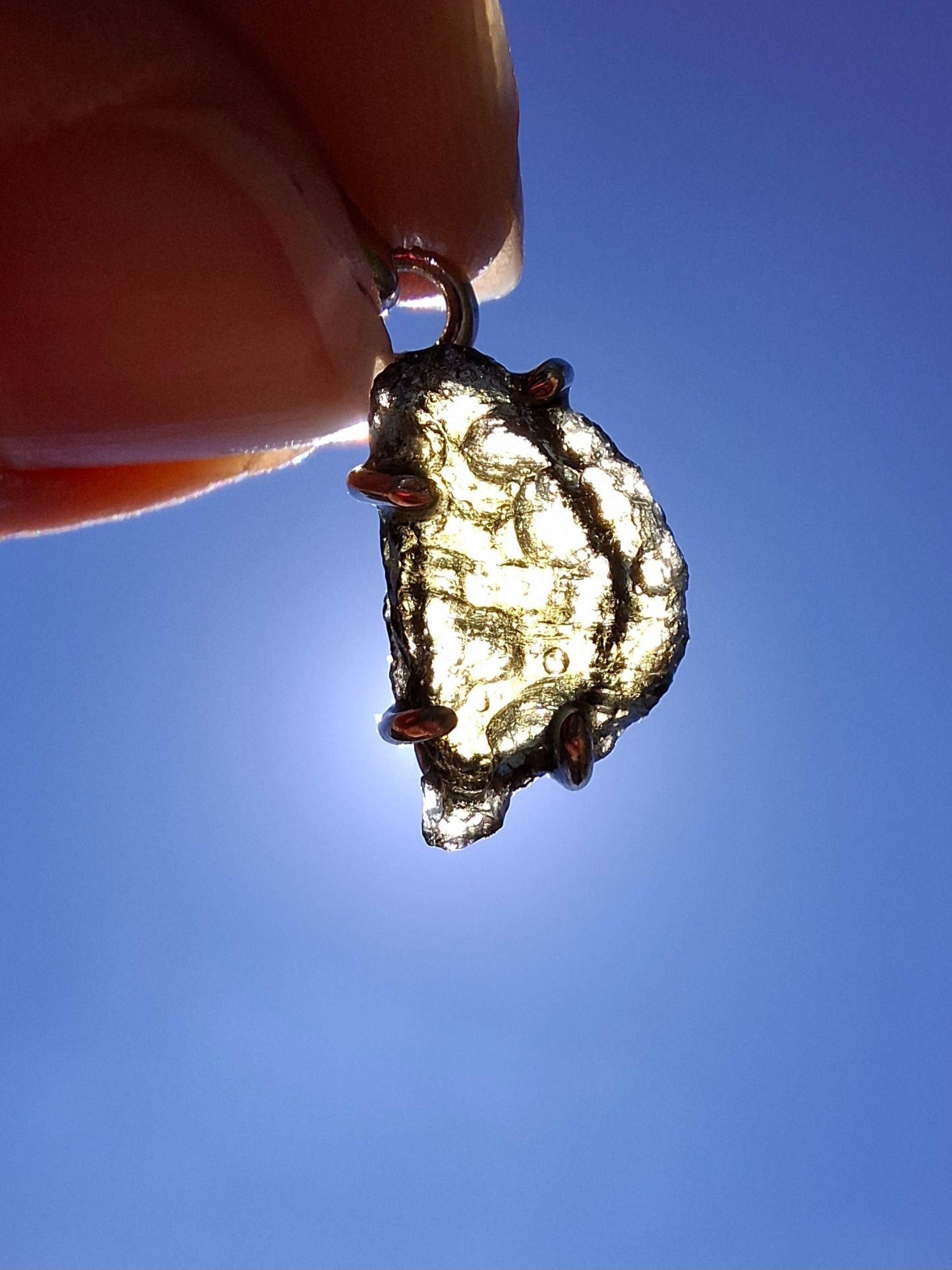 Moldavite Claw Pendant, 925 Silver, Tektite (Ref: P27)