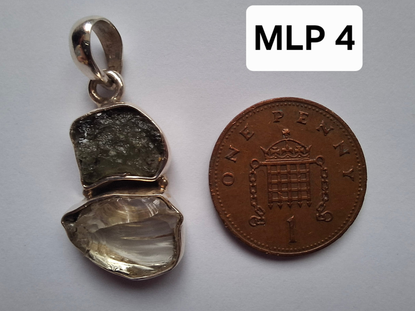 Moldavite & Libyan Desert Glass Pendant, 925 Silver, Tektite (Ref: MLP4)