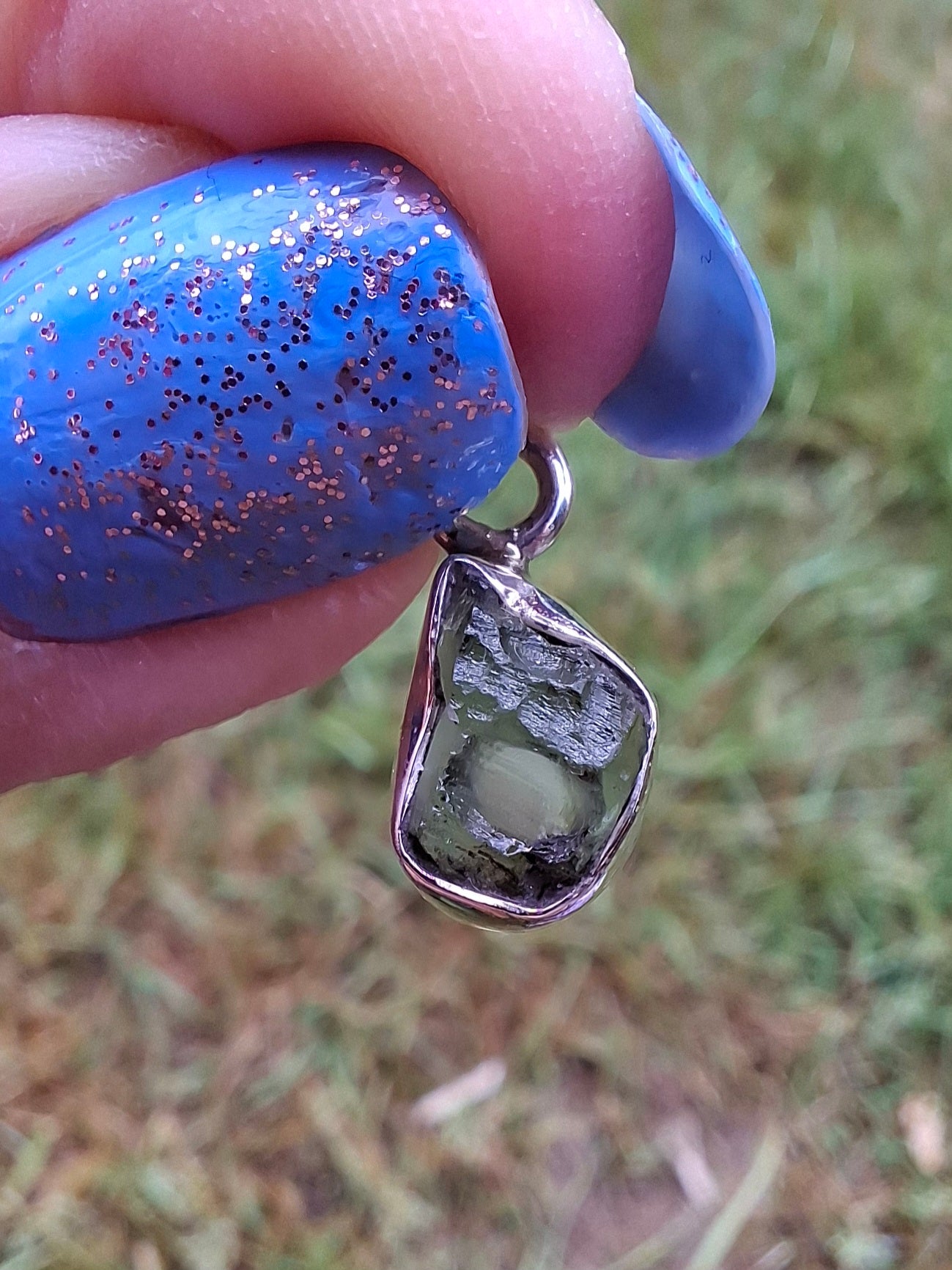 Moldavite Pendant, 925 Silver, Tektite (Ref: P72)