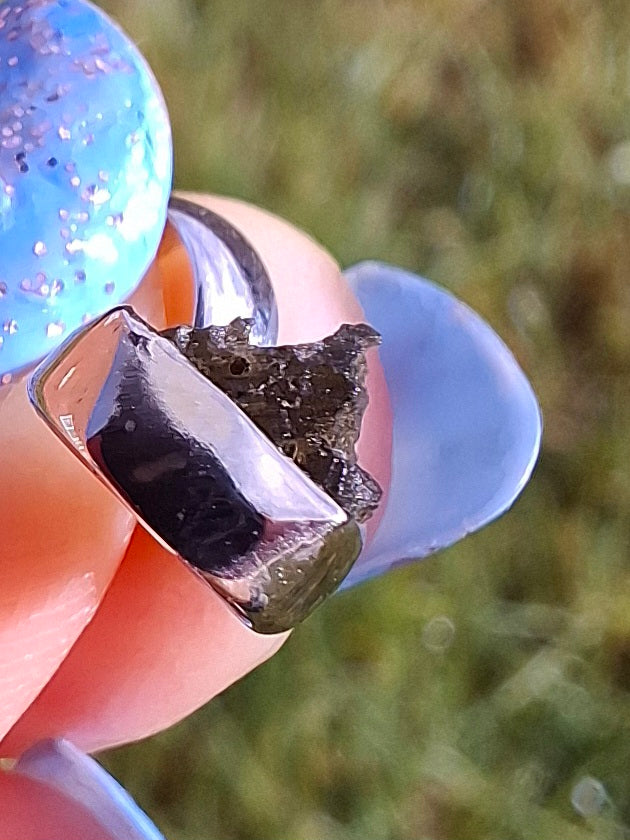 Moldavite Pendant, 925 Silver, Tektite (Ref: P50)