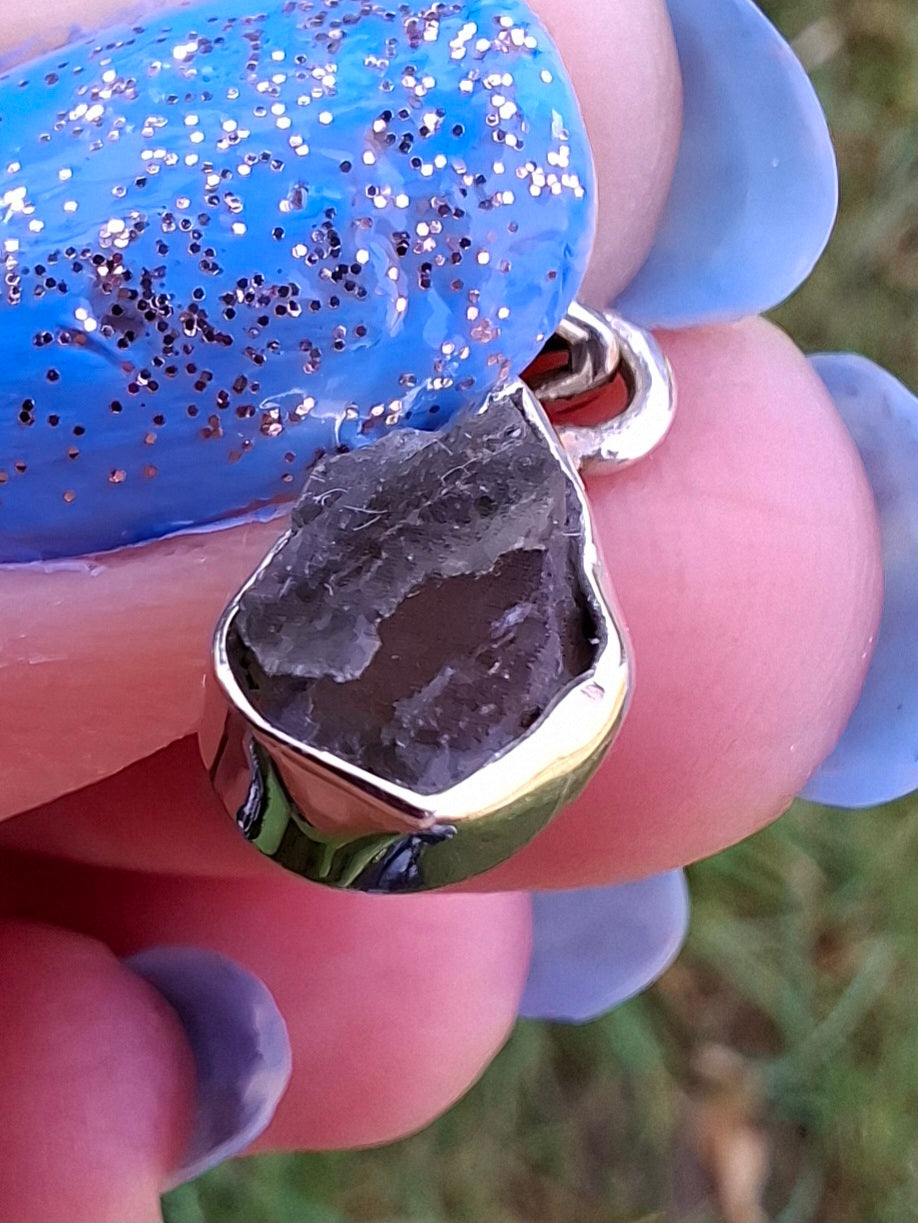 Moldavite Pendant, 925 Silver, Tektite (Ref: P47)