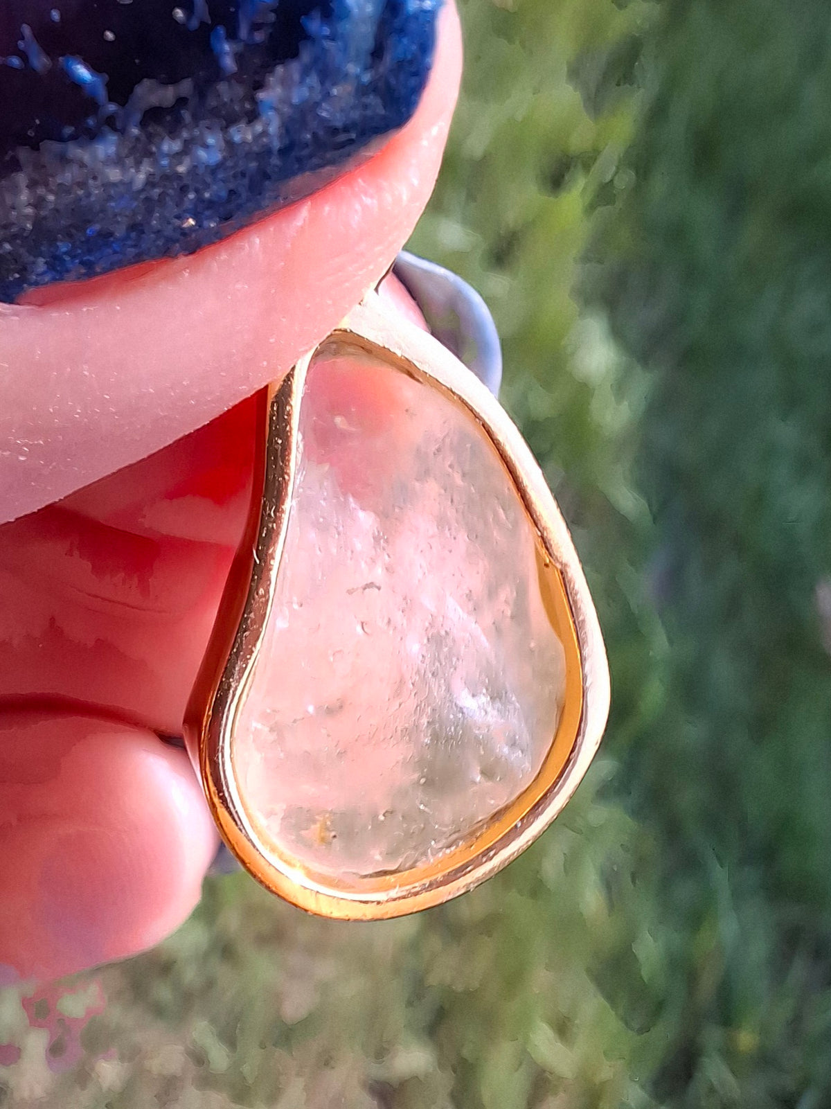 Libyan Desert Glass Pendant, 14K GOLD Plated, Tektite (Ref: LP115)