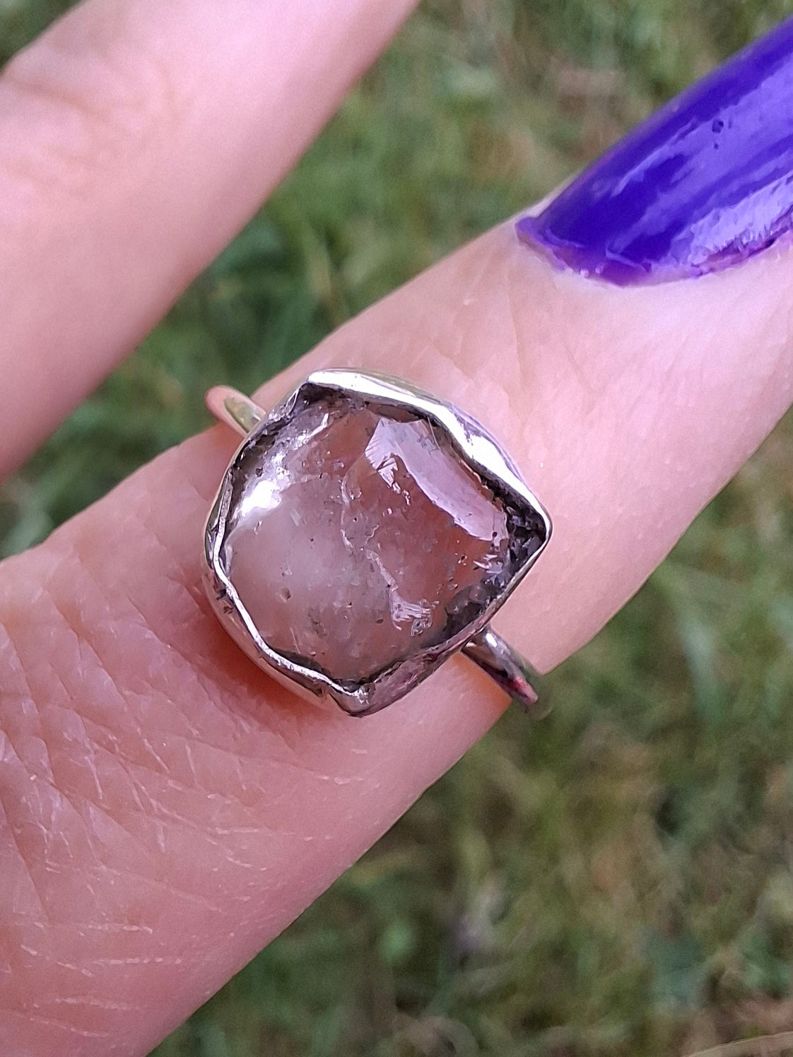 Libyan Desert Glass Ring, size large G/small H, 925 Silver, Tektite (Ref: LR5)