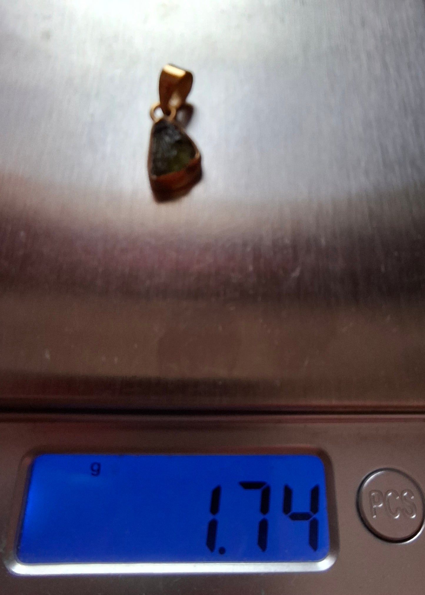 Moldavite Pendant, 14K GOLD Plated, Tektite (Ref: P449)