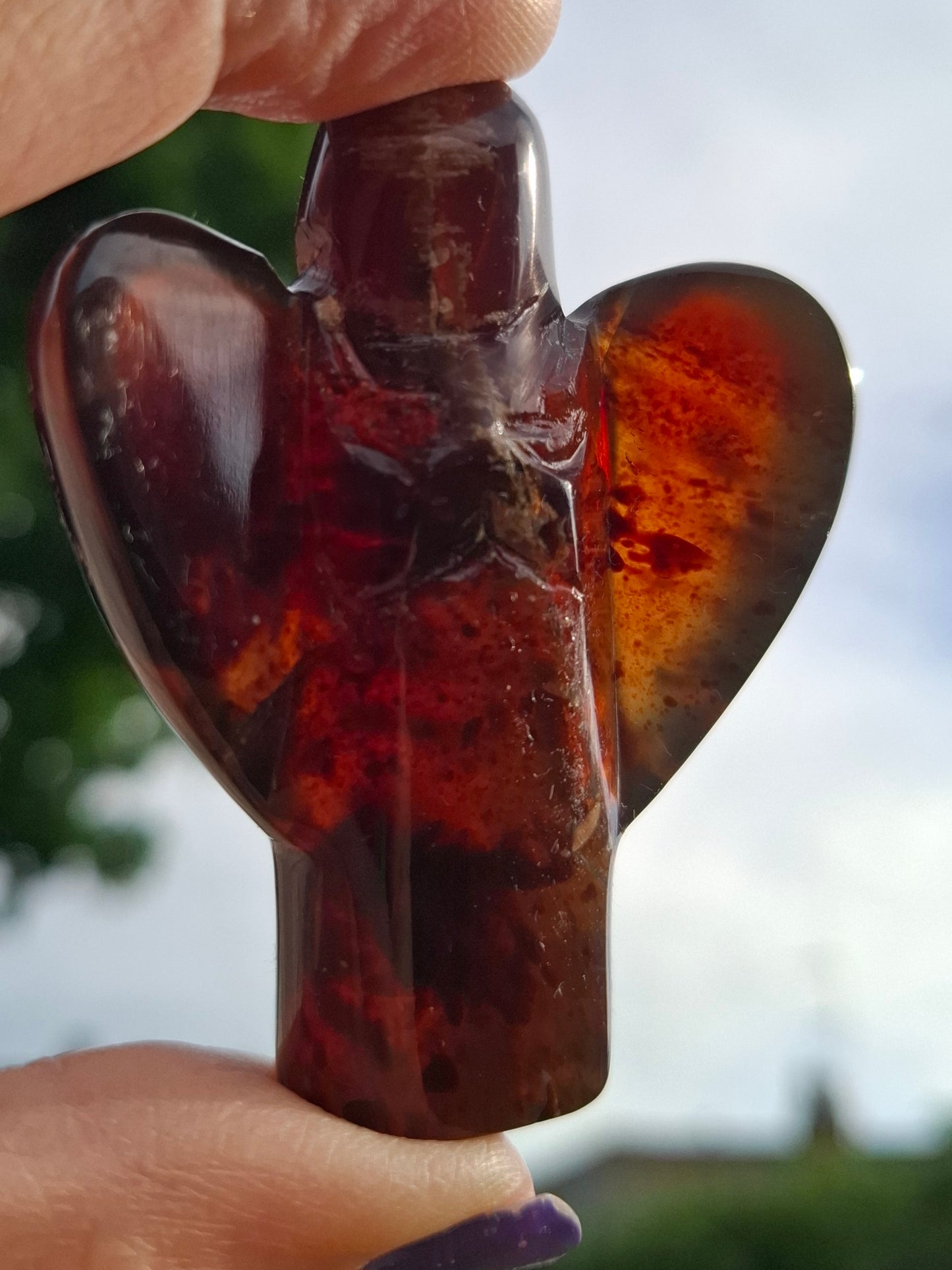 Red Amber Angel, 22.65, Carving, Fossil (Ref: AA3)