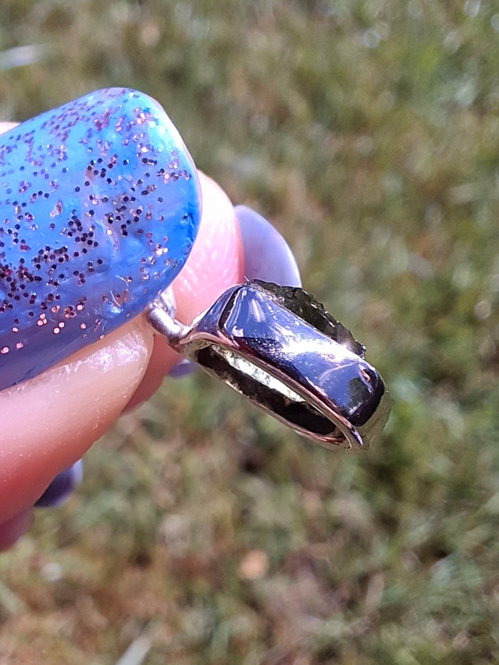 Moldavite Pendant, 925 Silver, Tektite (Ref: P88)