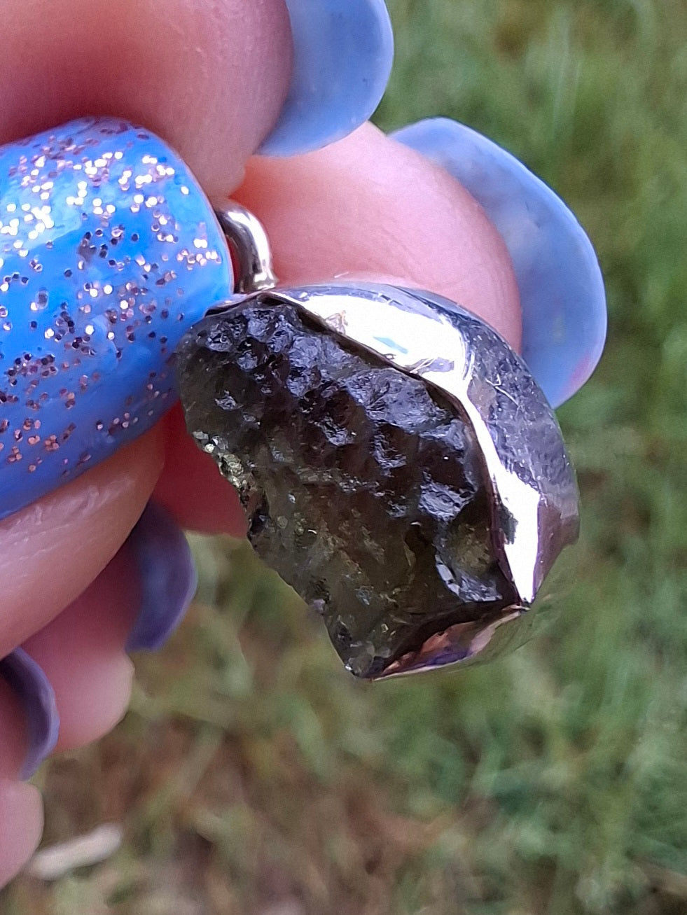 Moldavite Pendant, 925 Silver, Tektite (Ref: P71)