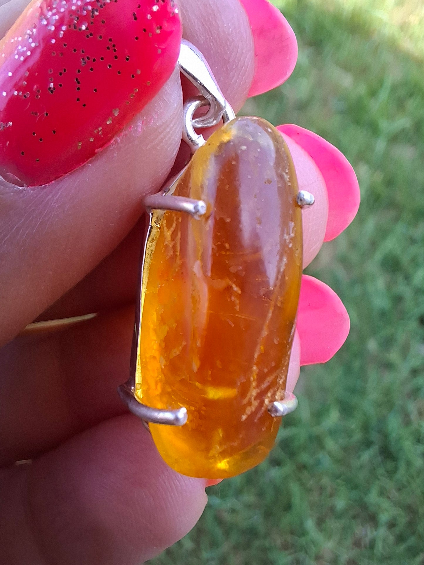 Baltic Amber Pendant, 925 Silver, Fossil (Ref: AP13)