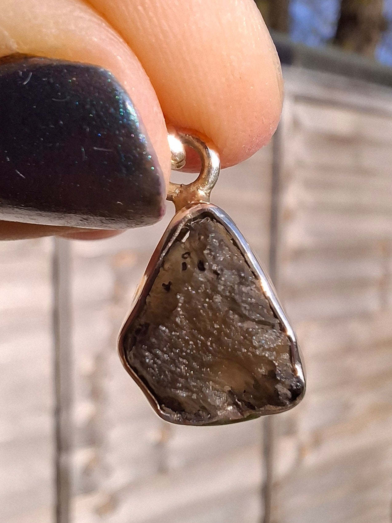 Moldavite Pendant, 925 silver, Tektite (P5)