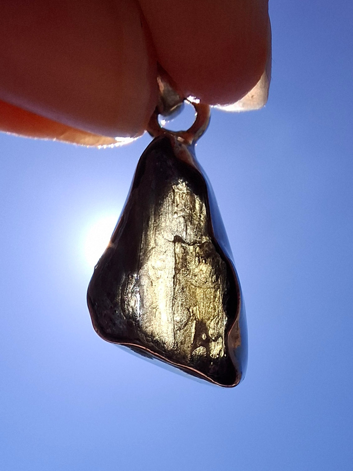 Moldavite Pendant, 925 Silver, Tektite (Ref: P8)