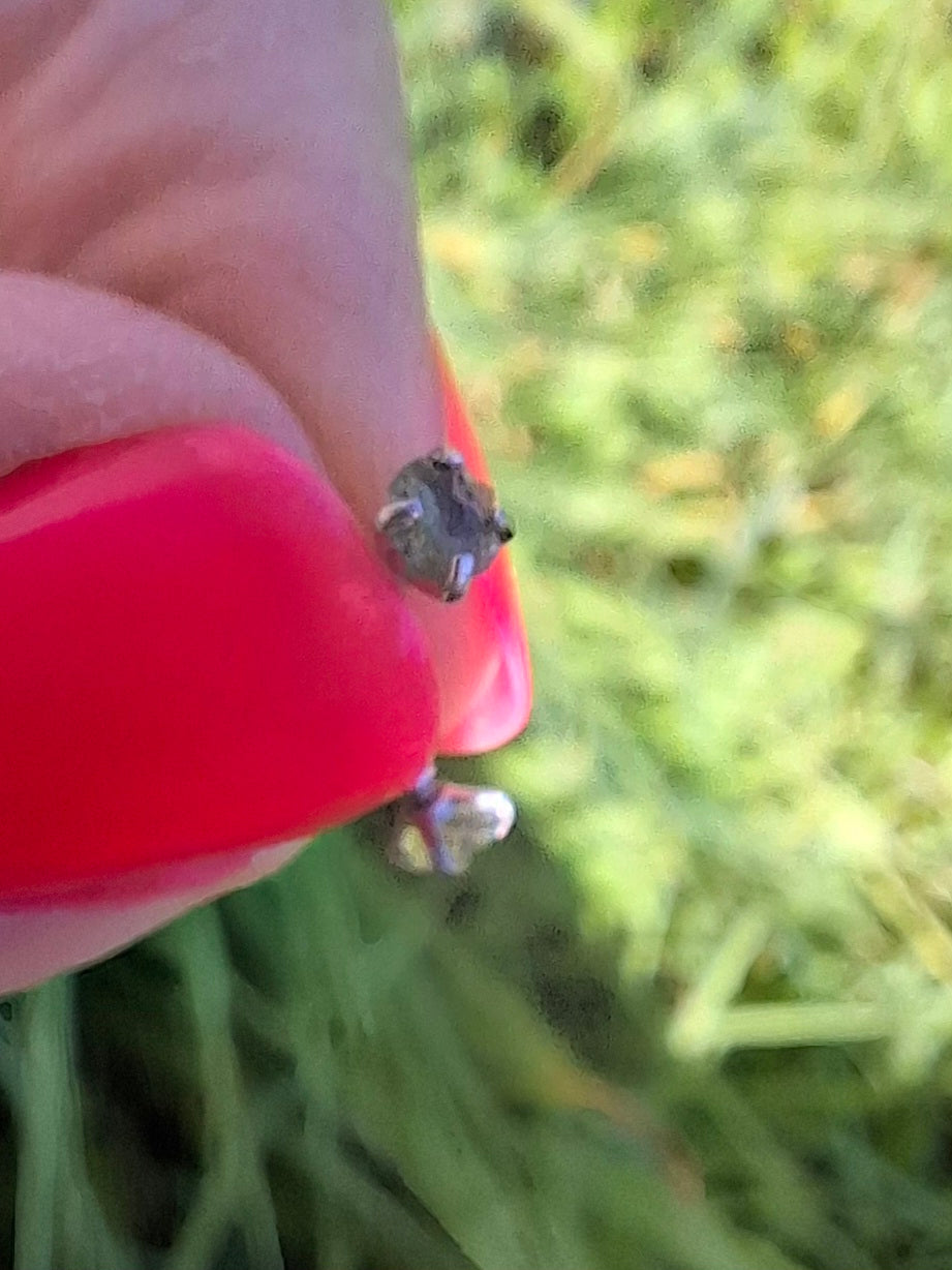 Moldavite (raw) CURVED BARBELL eyebrow body bar, 16G, Surgical steel, Tektite (Ref: CB5)
