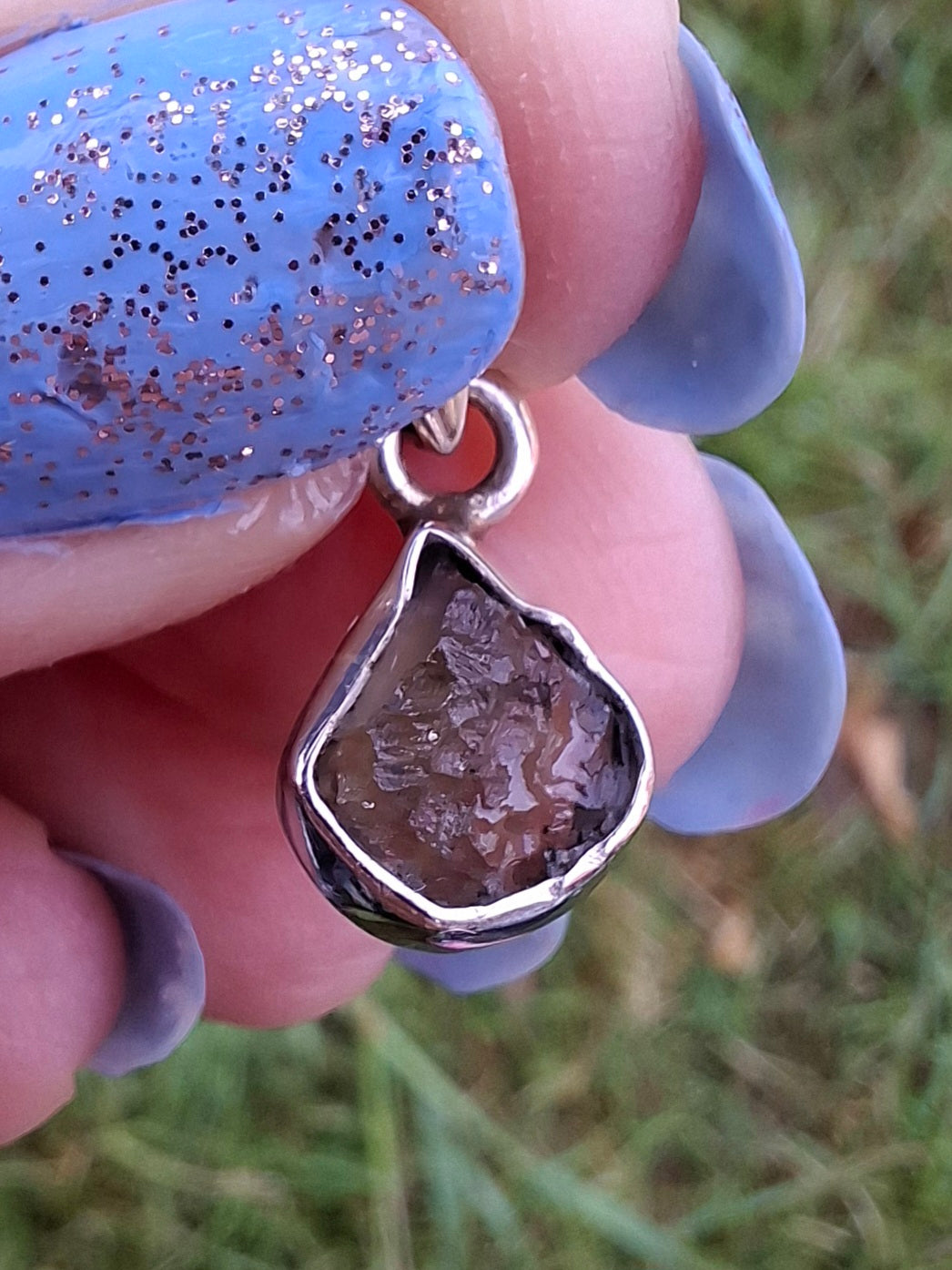 Moldavite Pendant, 925 Silver, Tektite (Ref: P63)