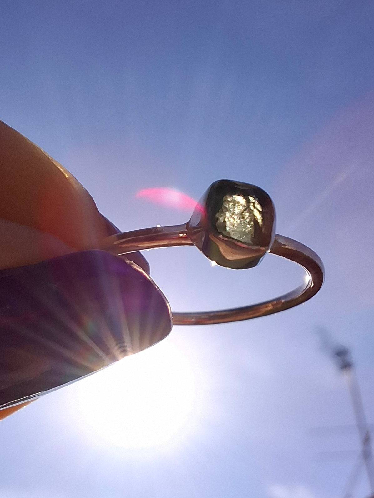Moldavite Ring, size large L/small M, 925 Silver, Tektite (Ref: R37)