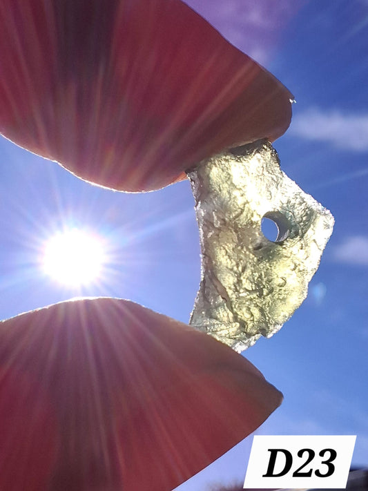 DRILLED, Moldavite Piece, 0.75g, Tektite (Ref: D23)