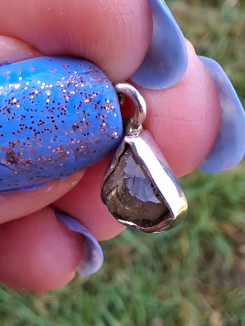 Moldavite Pendant, 925 Silver, Tektite (Ref: P38)