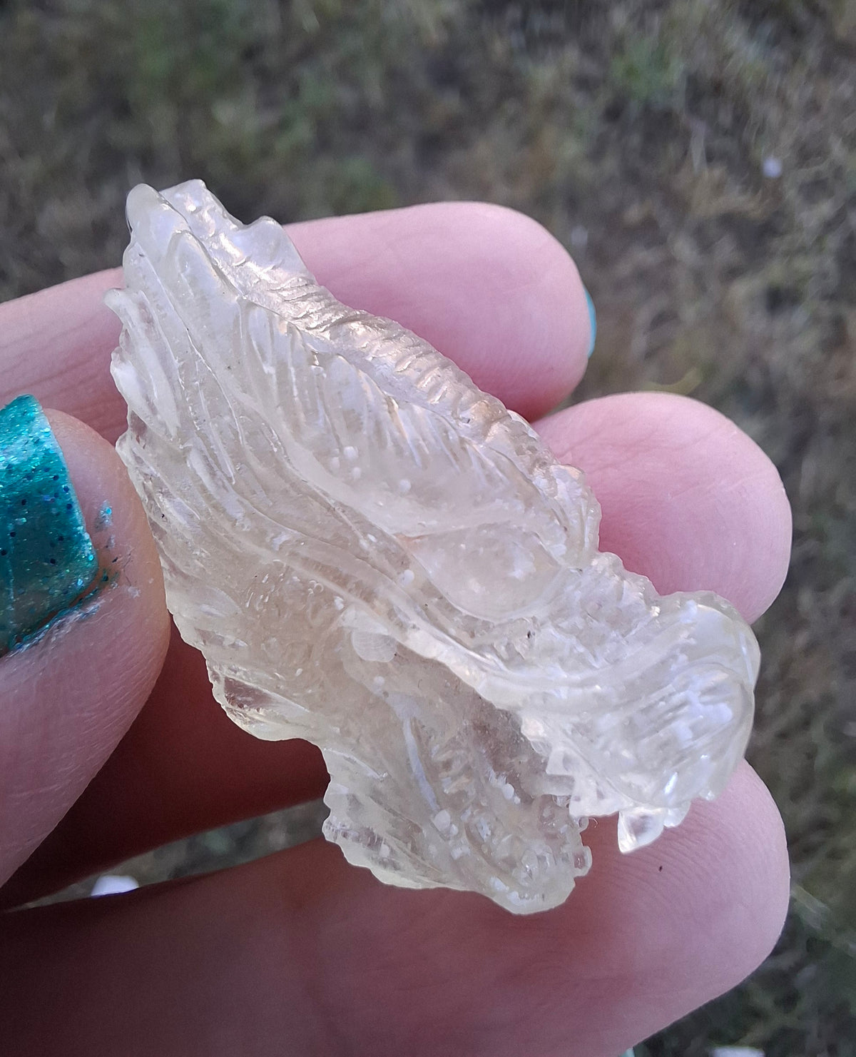Libyan Desert Glass DRAGON HEAD carving, 9.66g, Tektite (Ref: Dragon 3)