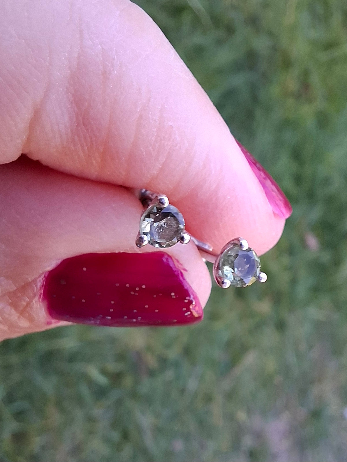 Moldavite (Faceted) 3mm Stud Earrings, 925 Silver (Ref: Pair65)