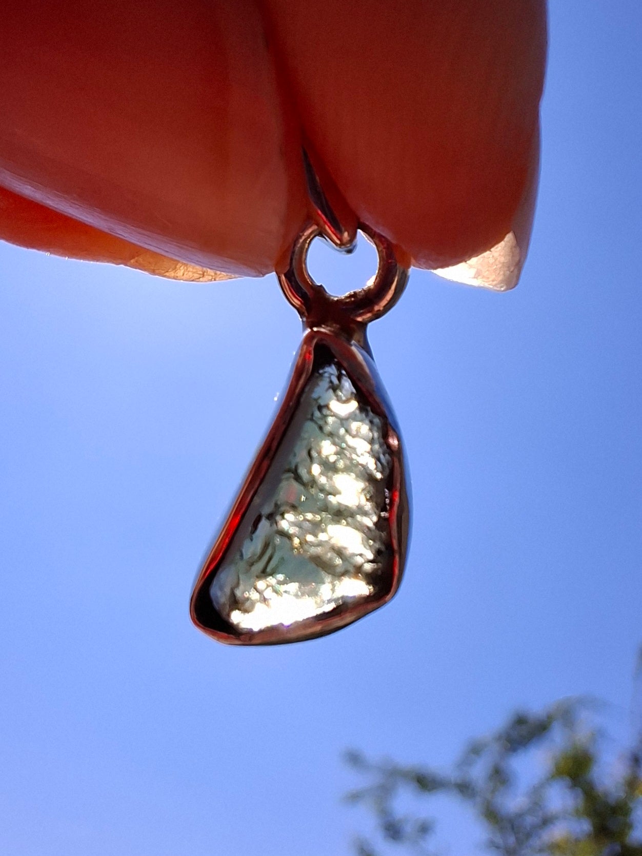 Moldavite Pendant, 925 Silver, Tektite (Ref: P33)