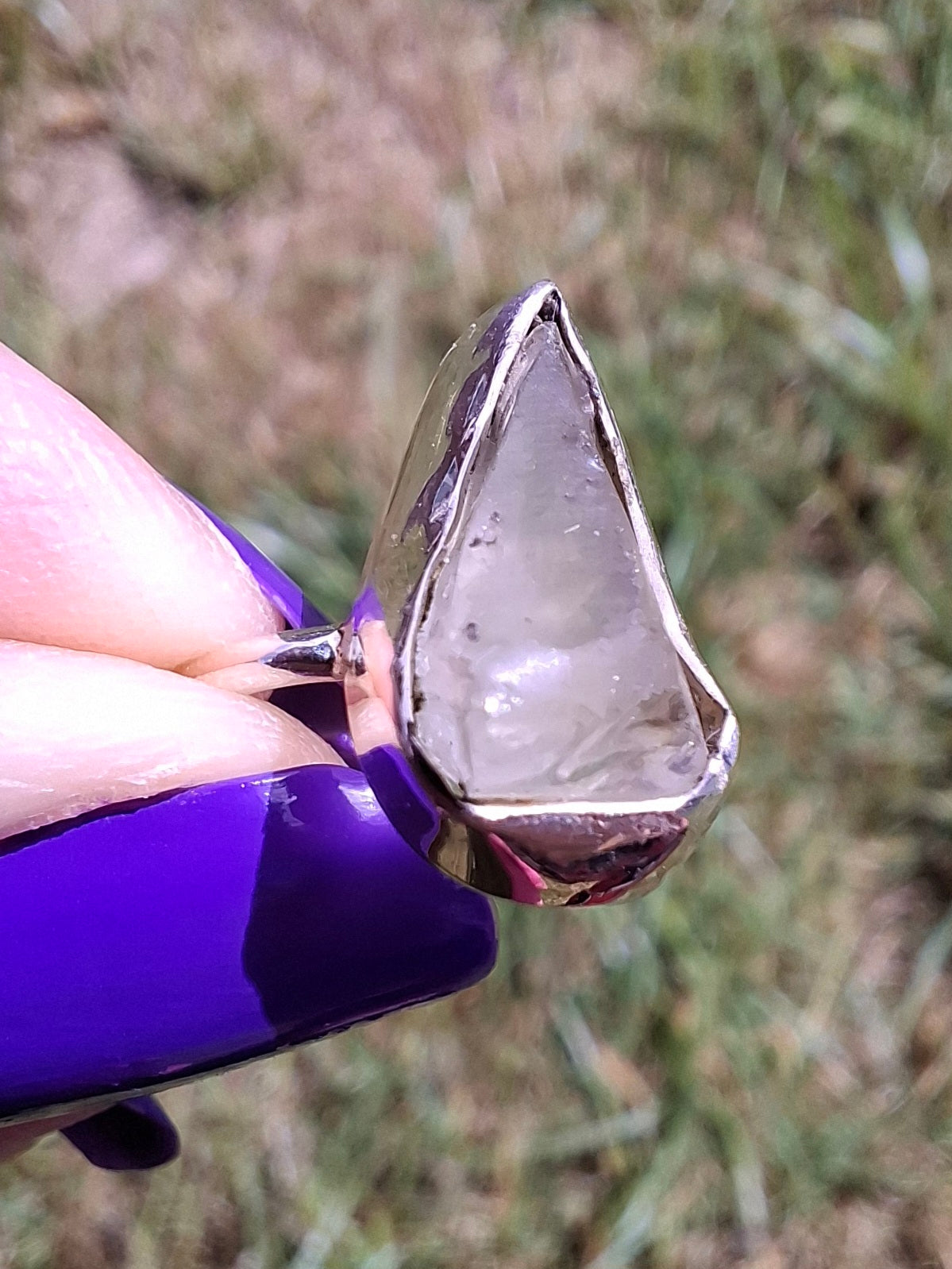 Libyan Desert Glass Ring, size large G, 925 Silver, Tektite (Ref: LR1)