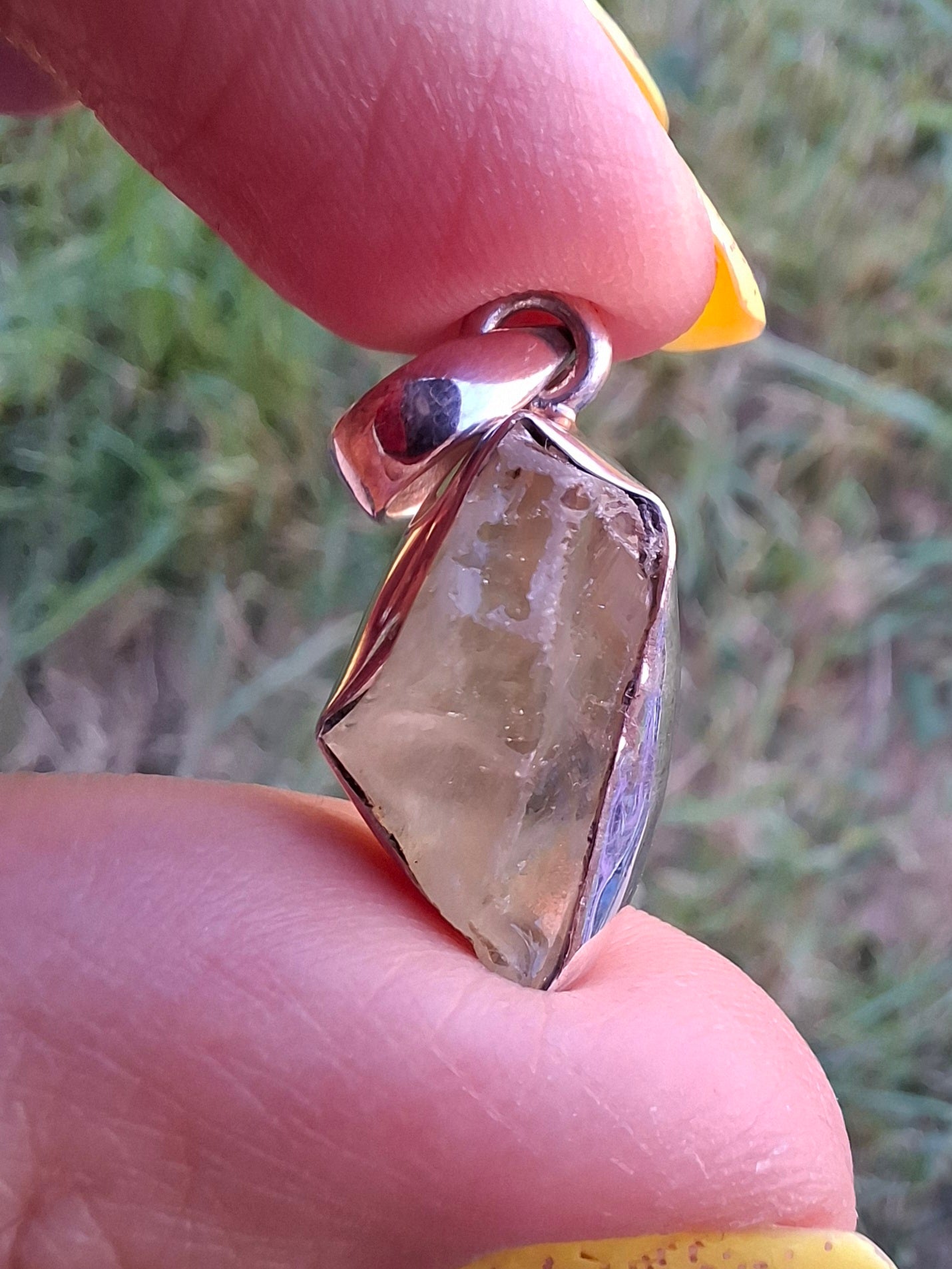 Libyan Desert Glass Pendant, 925 Silver, Tektite (Ref: LP97)