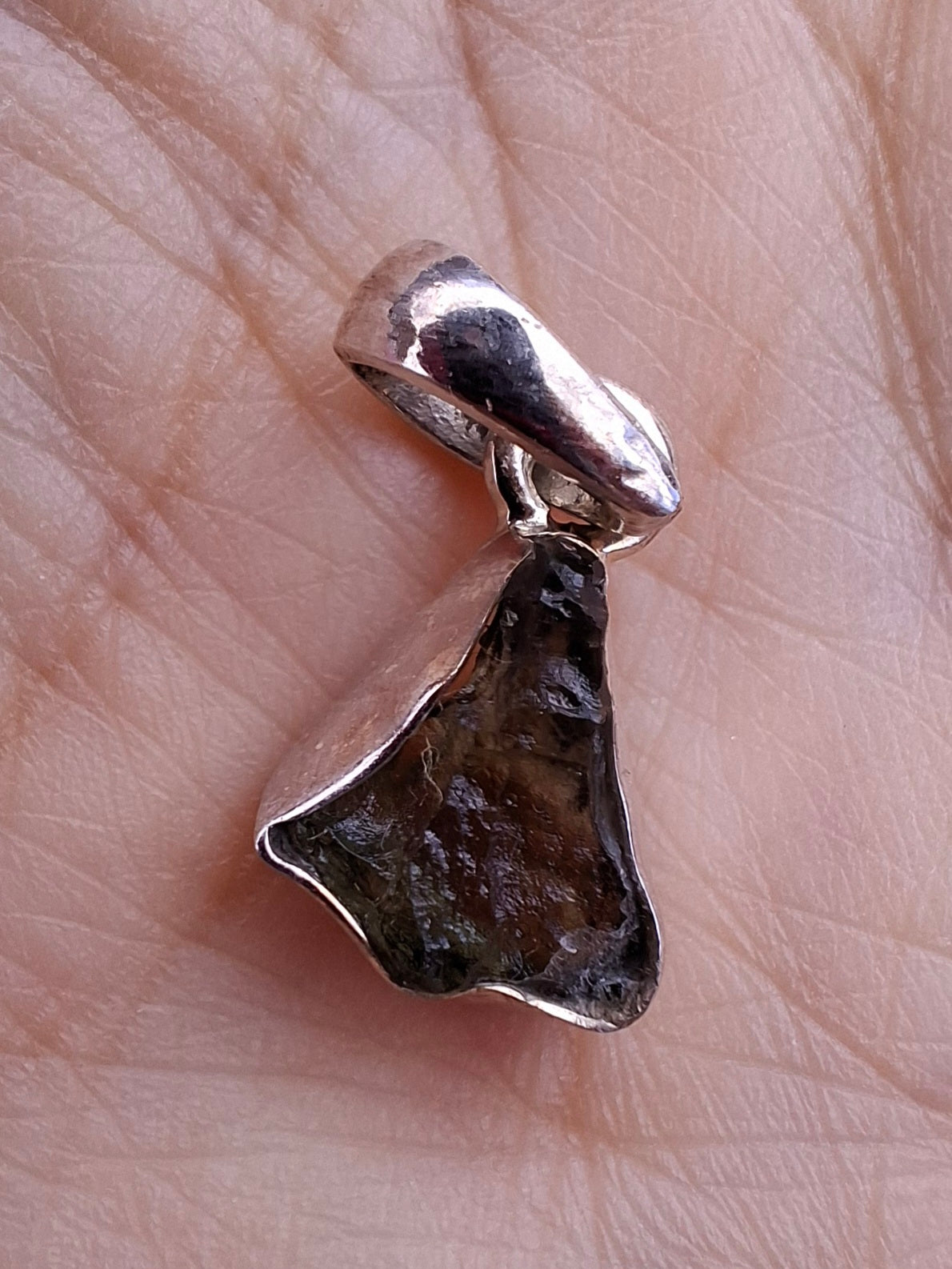 Moldavite Pendant, 925 Silver, Tektite (Ref: P74)