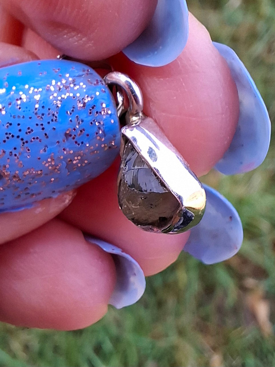 Moldavite Pendant, 925 Silver, Tektite (Ref: P38)