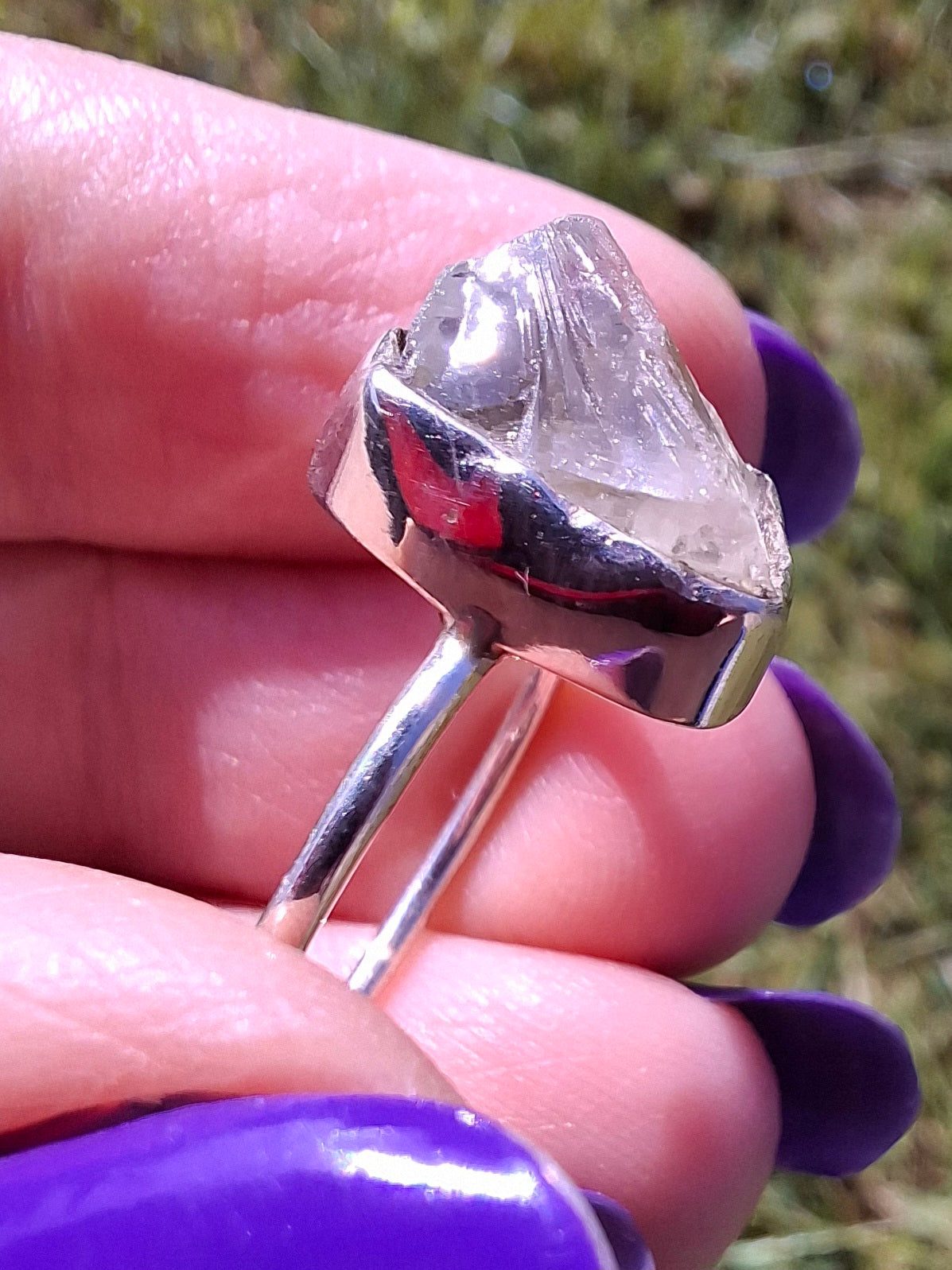 Libyan Desert Glass Ring, size small S, 925 Silver, Tektite (Ref: LR44)