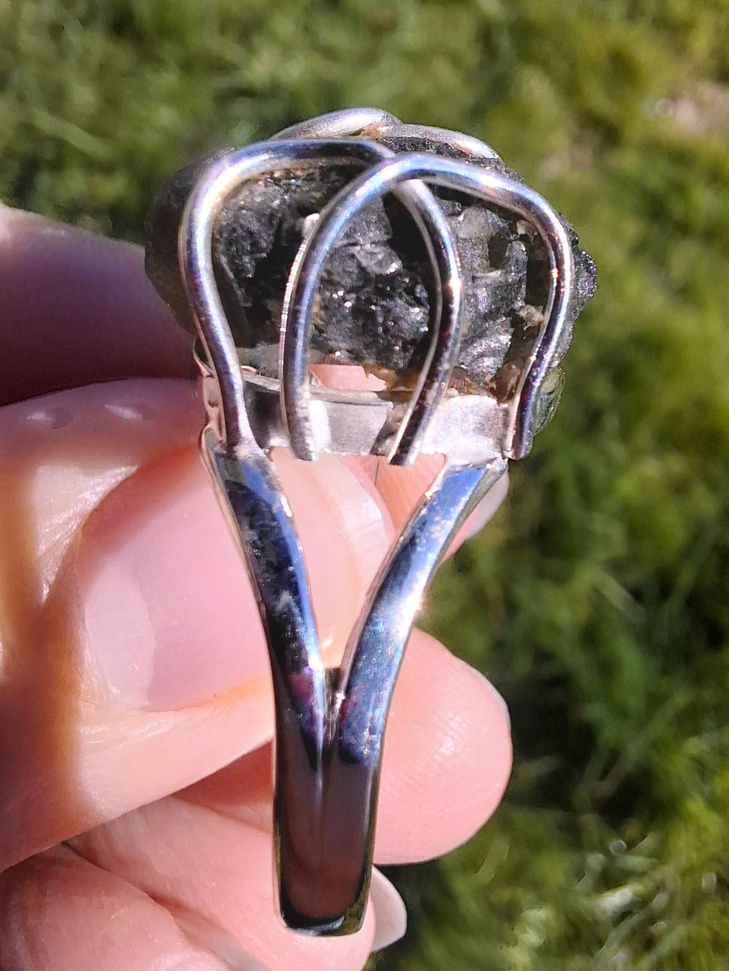 Moldavite Ring, size Y, 925 Silver, Tektite (Ref: R17)