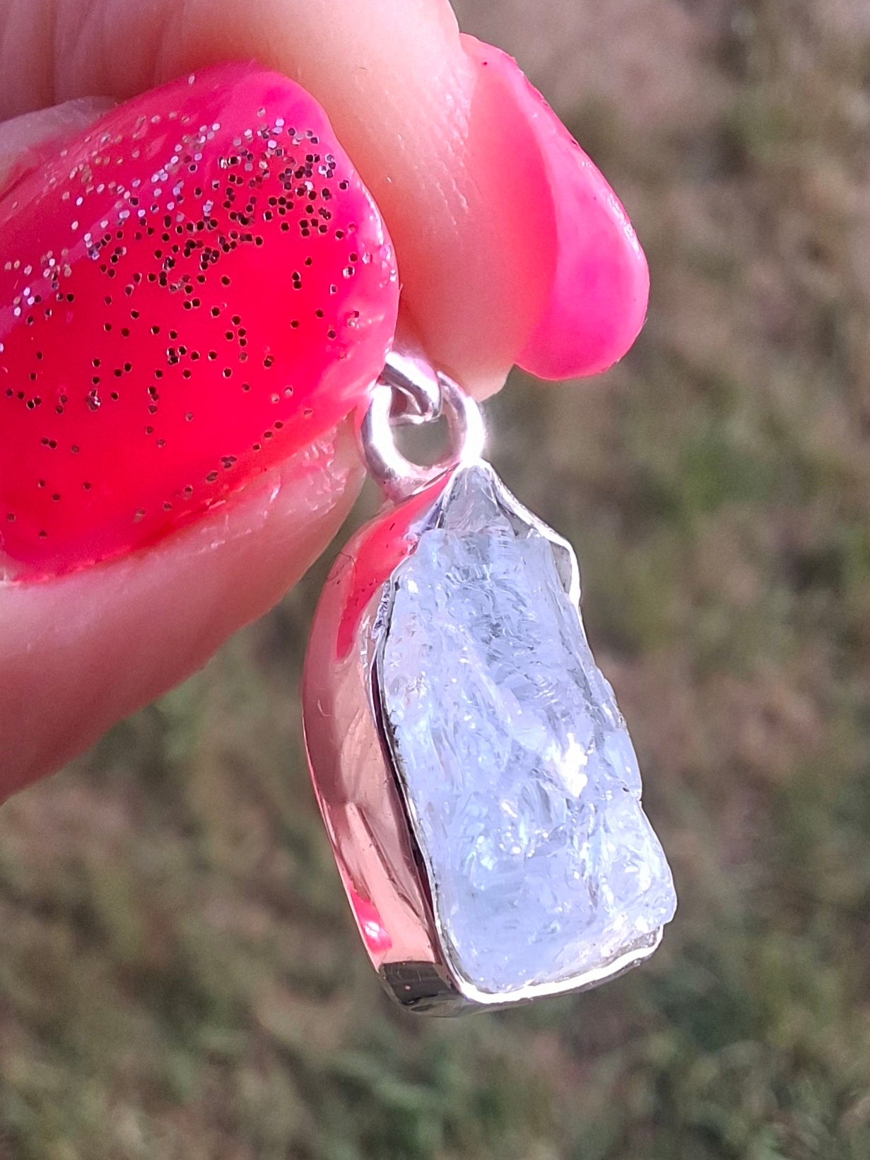 Aquamarine Pendant, 925 Silver, Crystal 🌈 (Ref: AQ4)