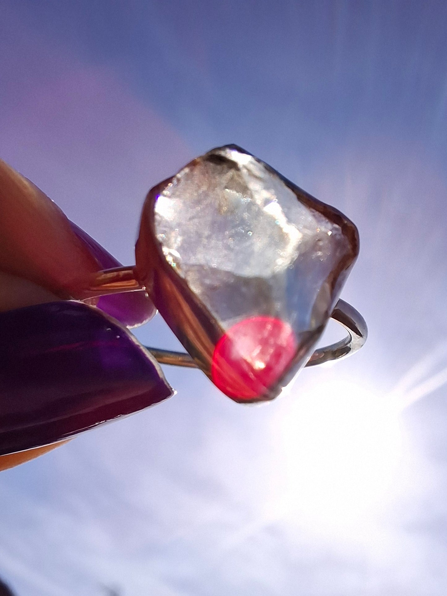 Libyan Desert Glass Ring, size large S, 925 Silver, Tektite (Ref: LR46)