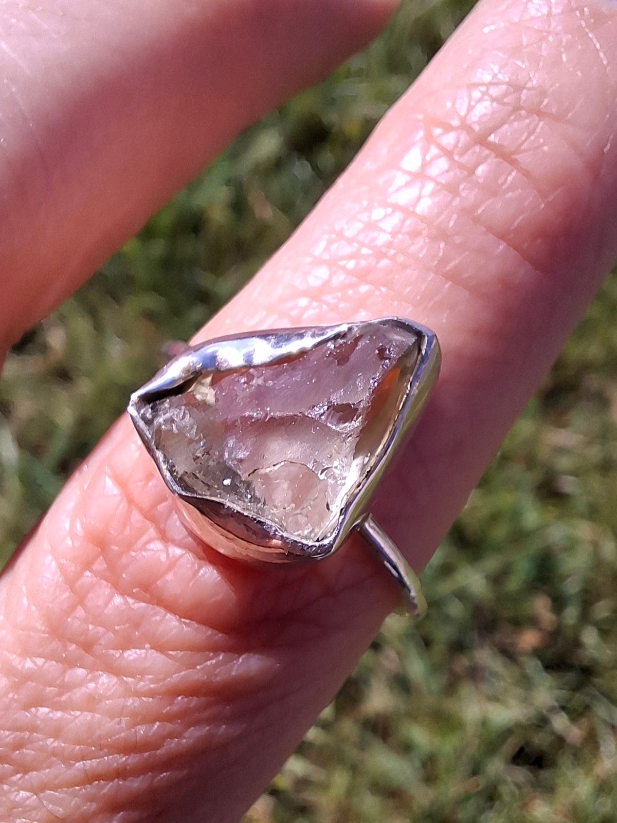 Libyan Desert Glass Ring, size U, 925 Silver, Tektite (Ref: LR52)