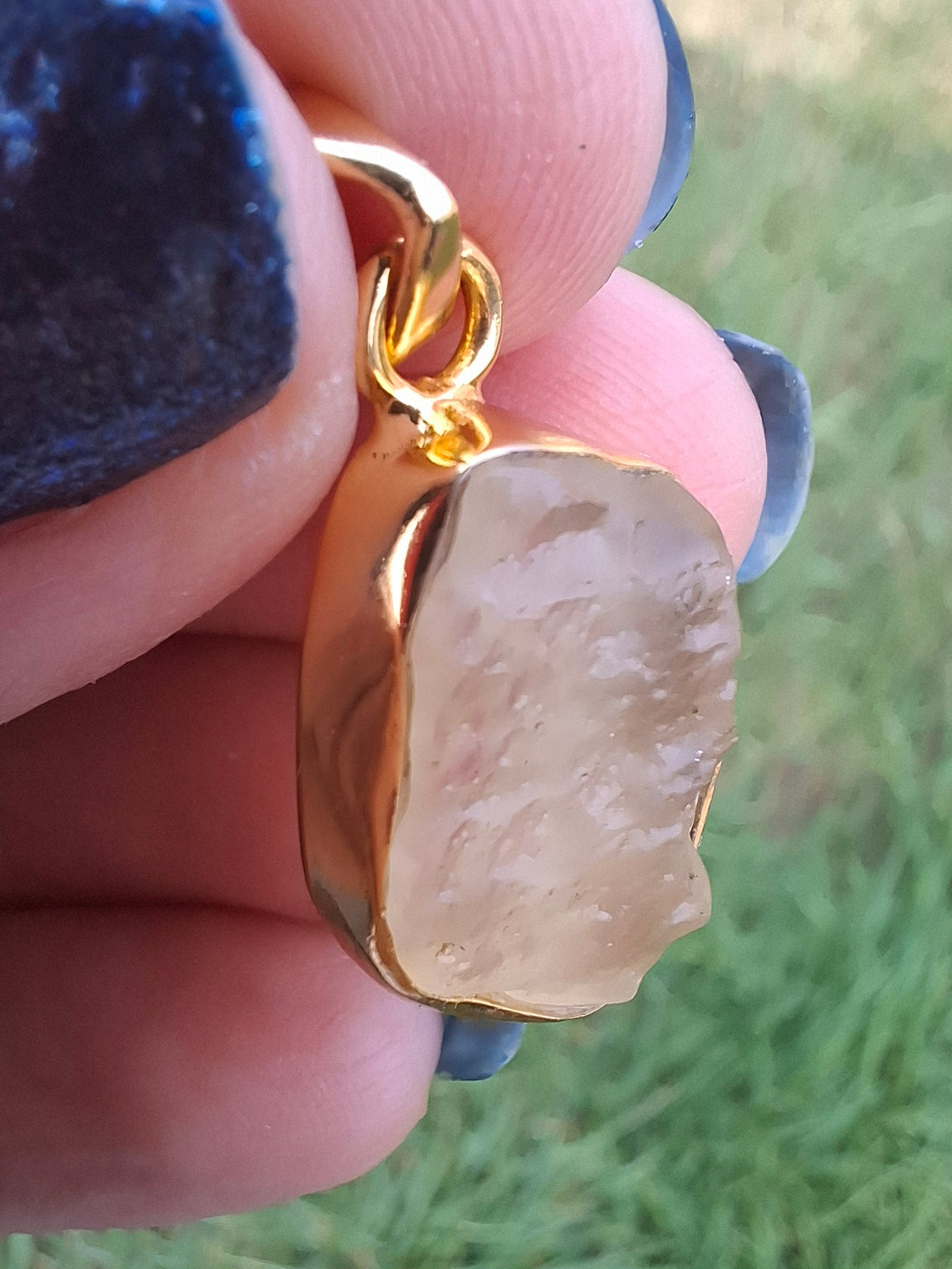Libyan Desert Glass Pendant, 14K GOLD Plated, Tektite (Ref: LP124)